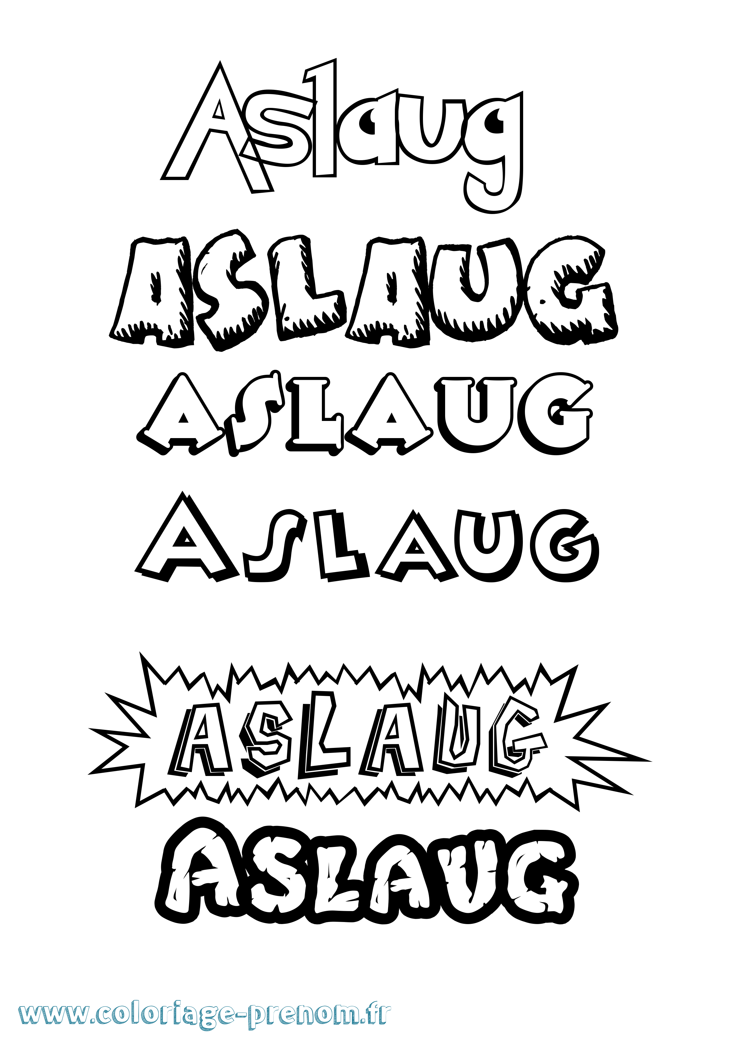 Coloriage prénom Aslaug Dessin Animé
