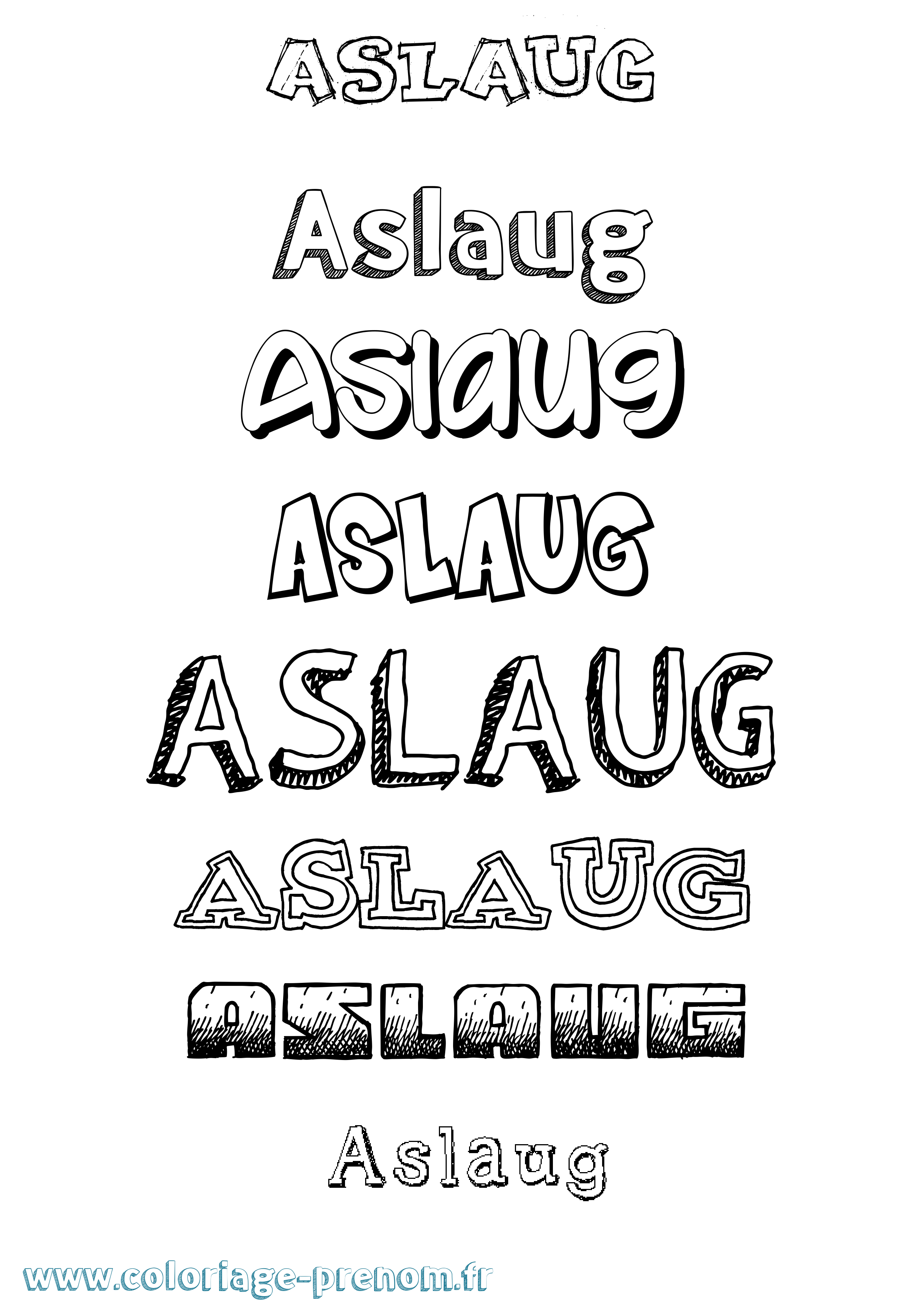 Coloriage prénom Aslaug Dessiné