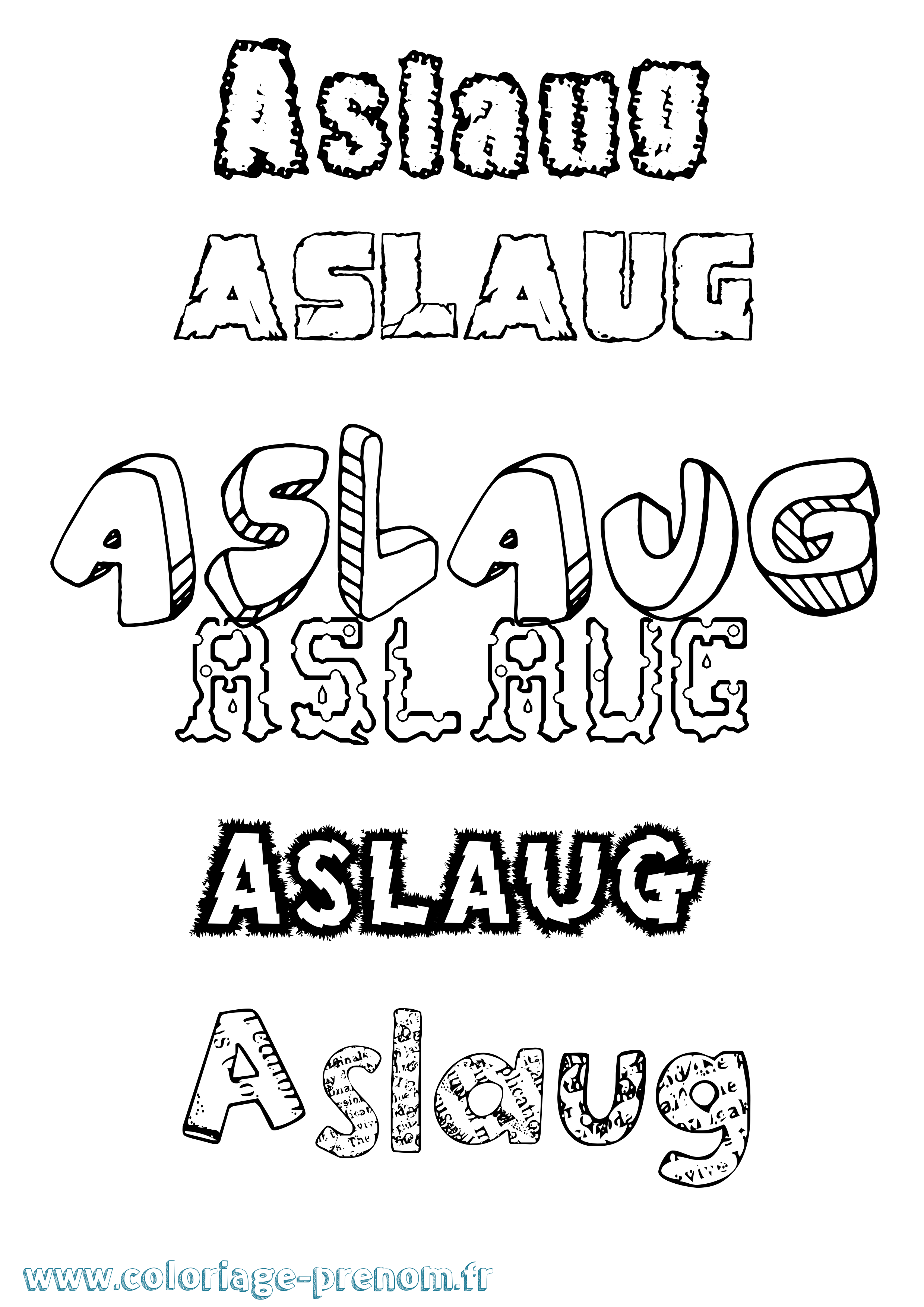 Coloriage prénom Aslaug Destructuré