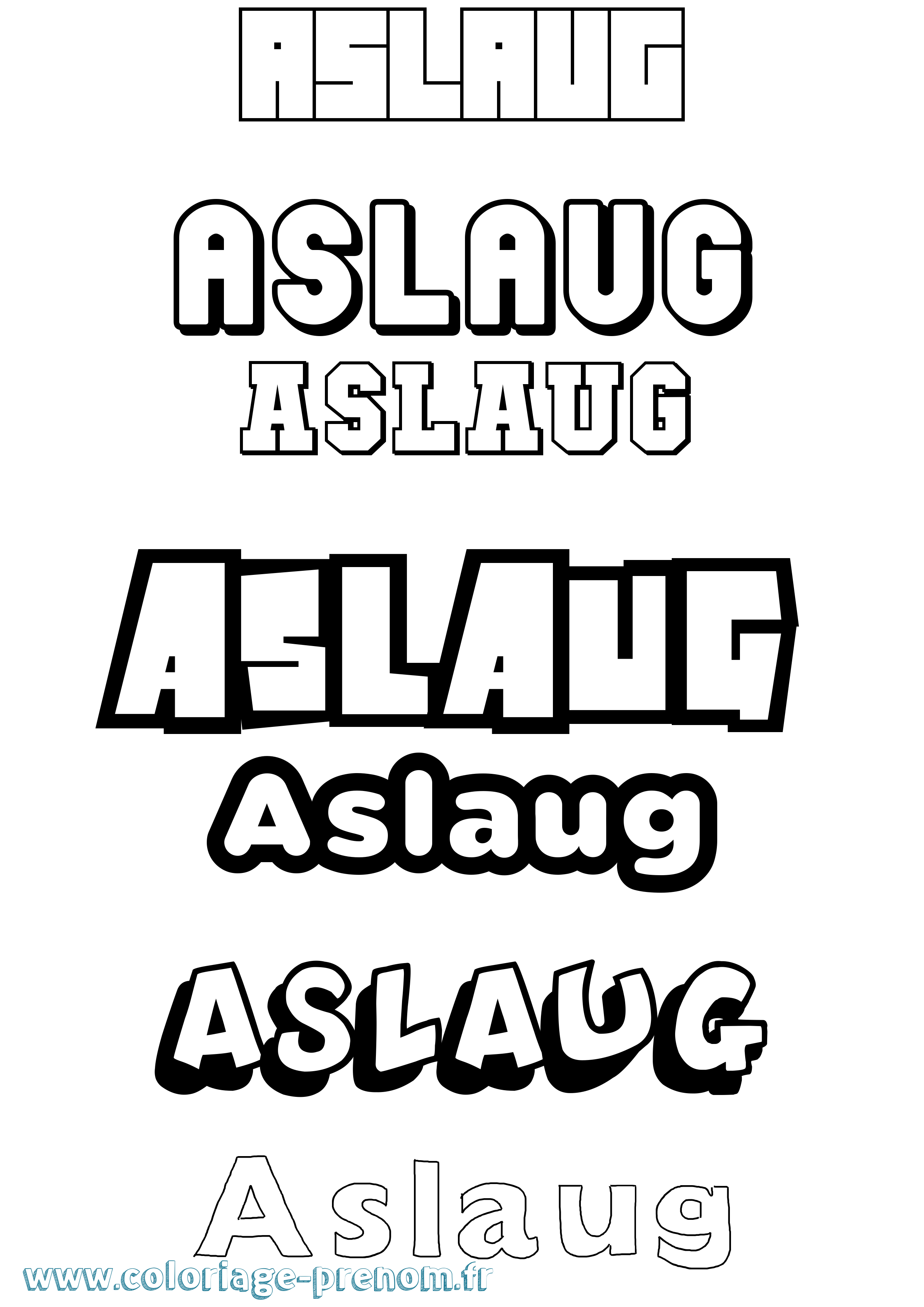 Coloriage prénom Aslaug Simple