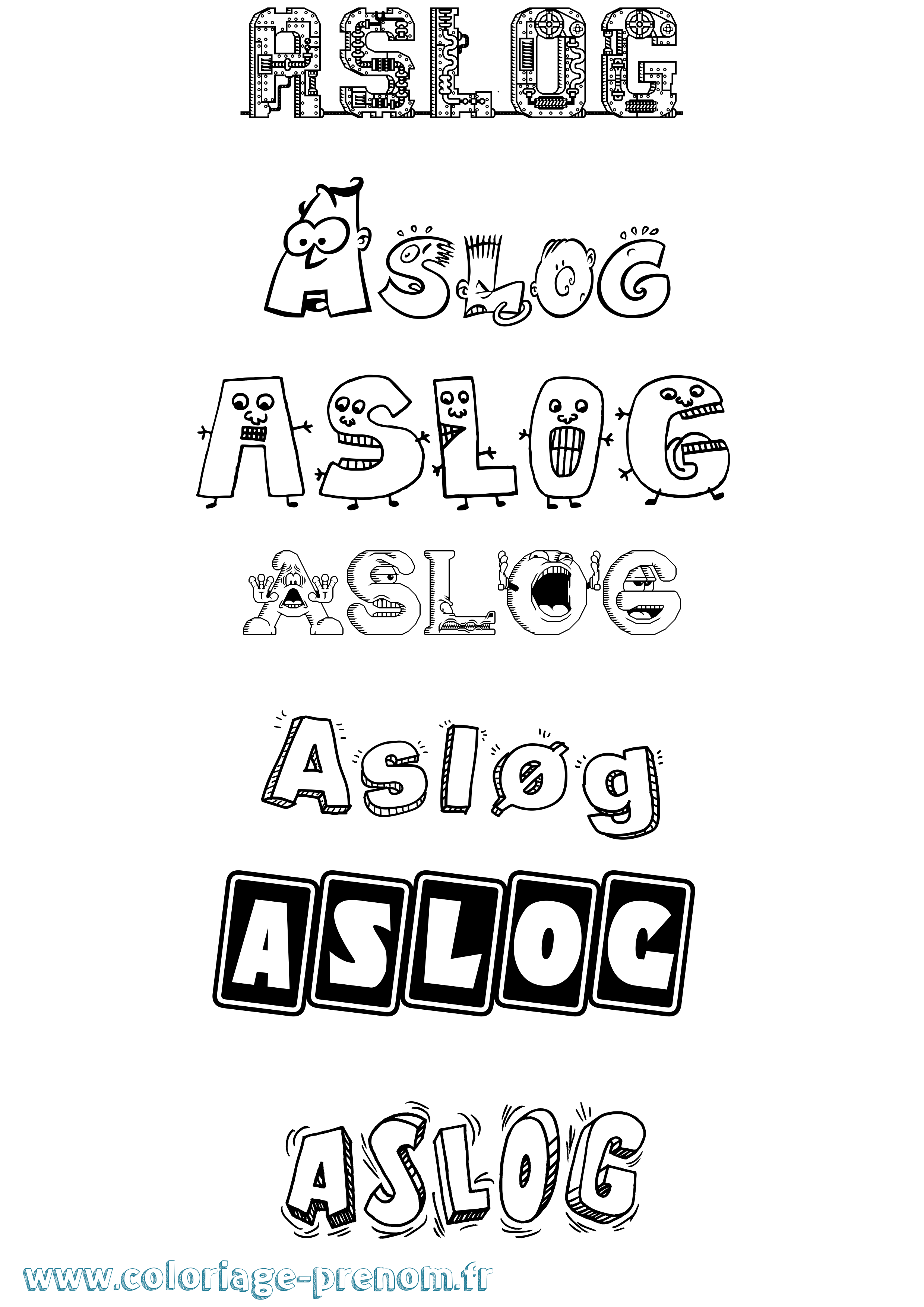 Coloriage prénom Asløg