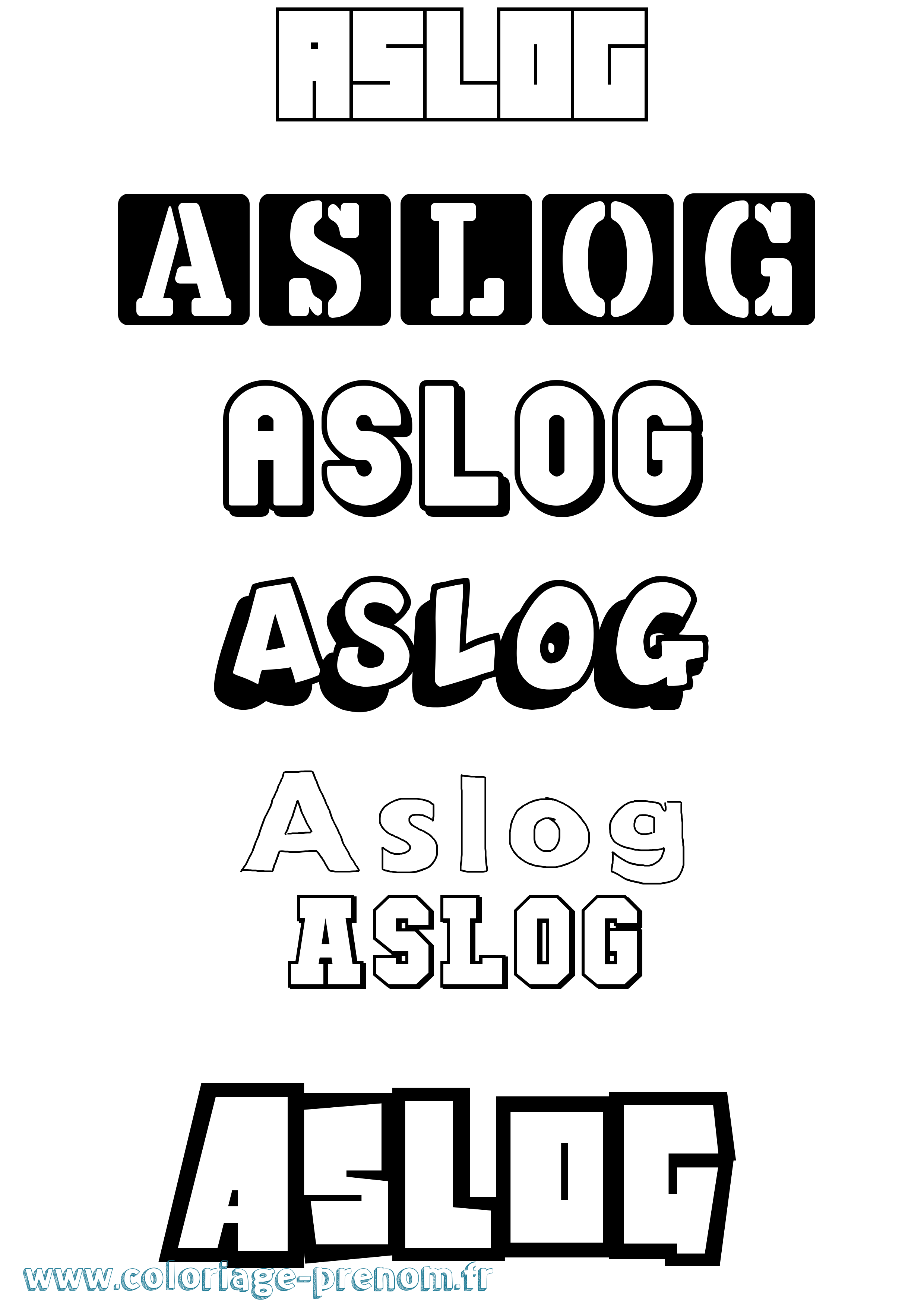 Coloriage prénom Asløg