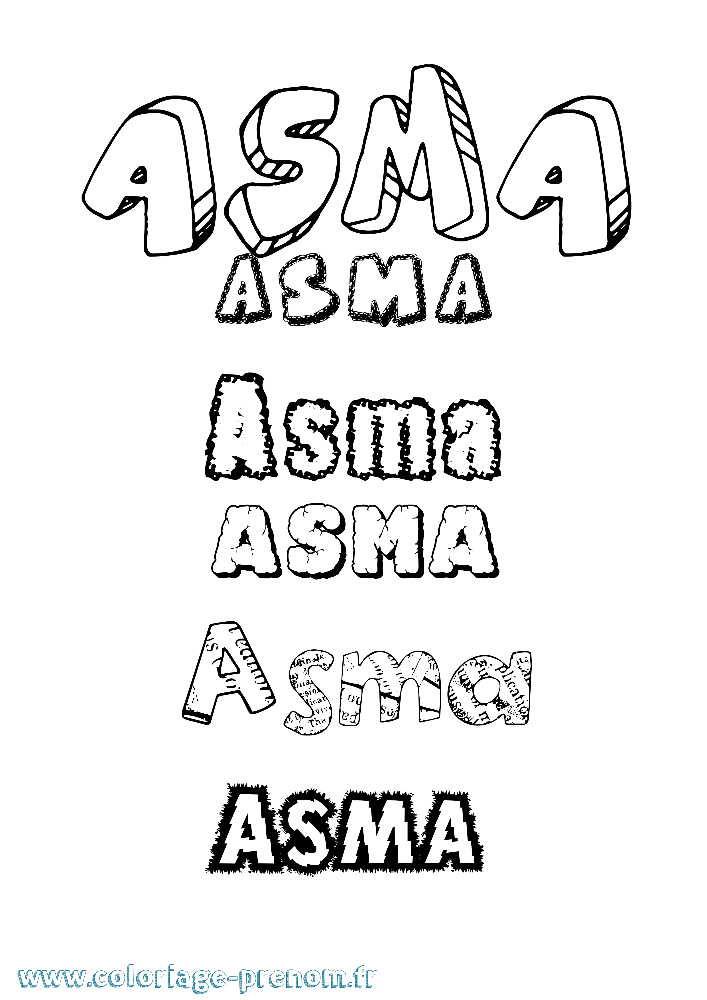 Coloriage prénom Asma Destructuré