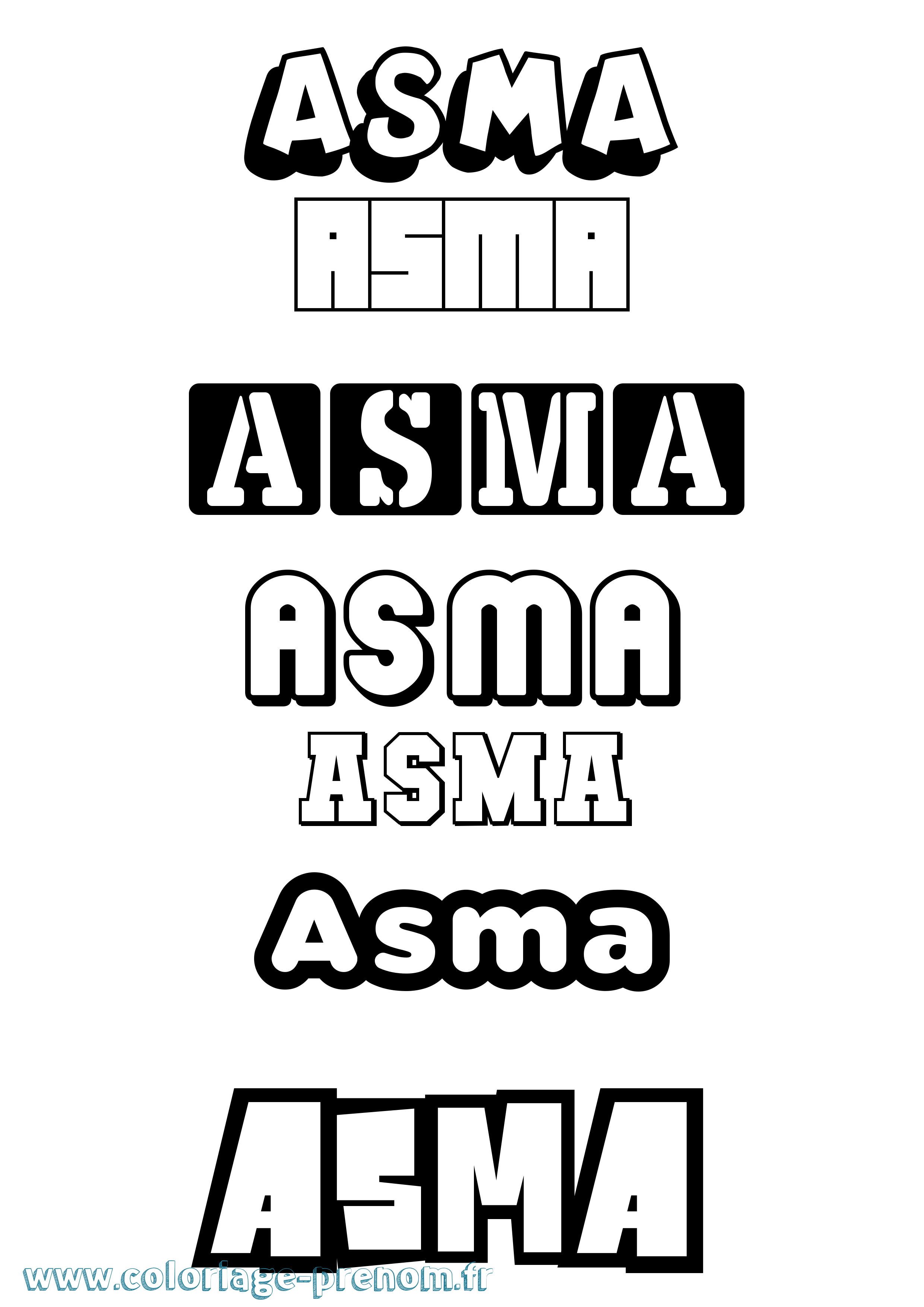 Coloriage prénom Asma Simple