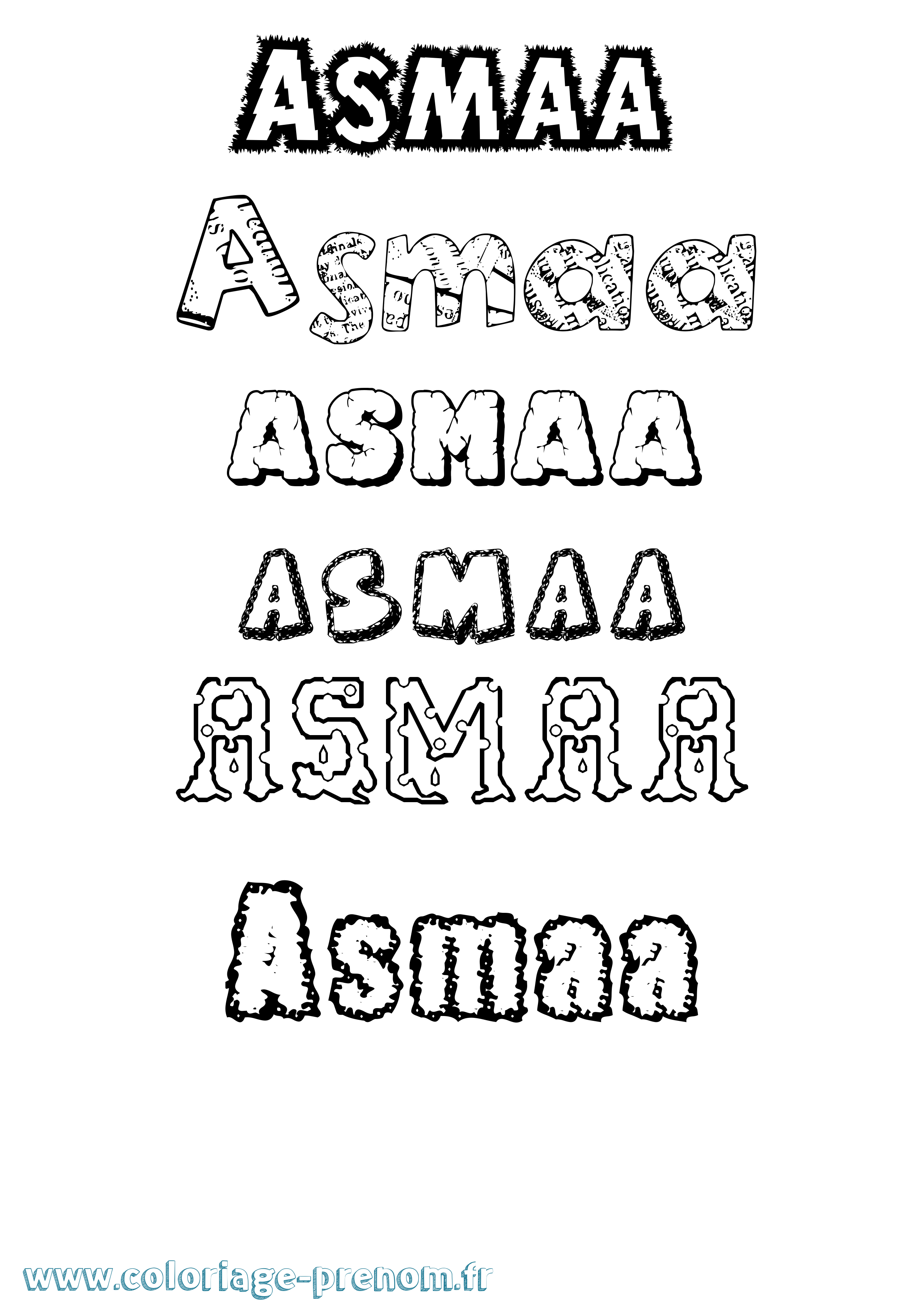 Coloriage prénom Asmaa