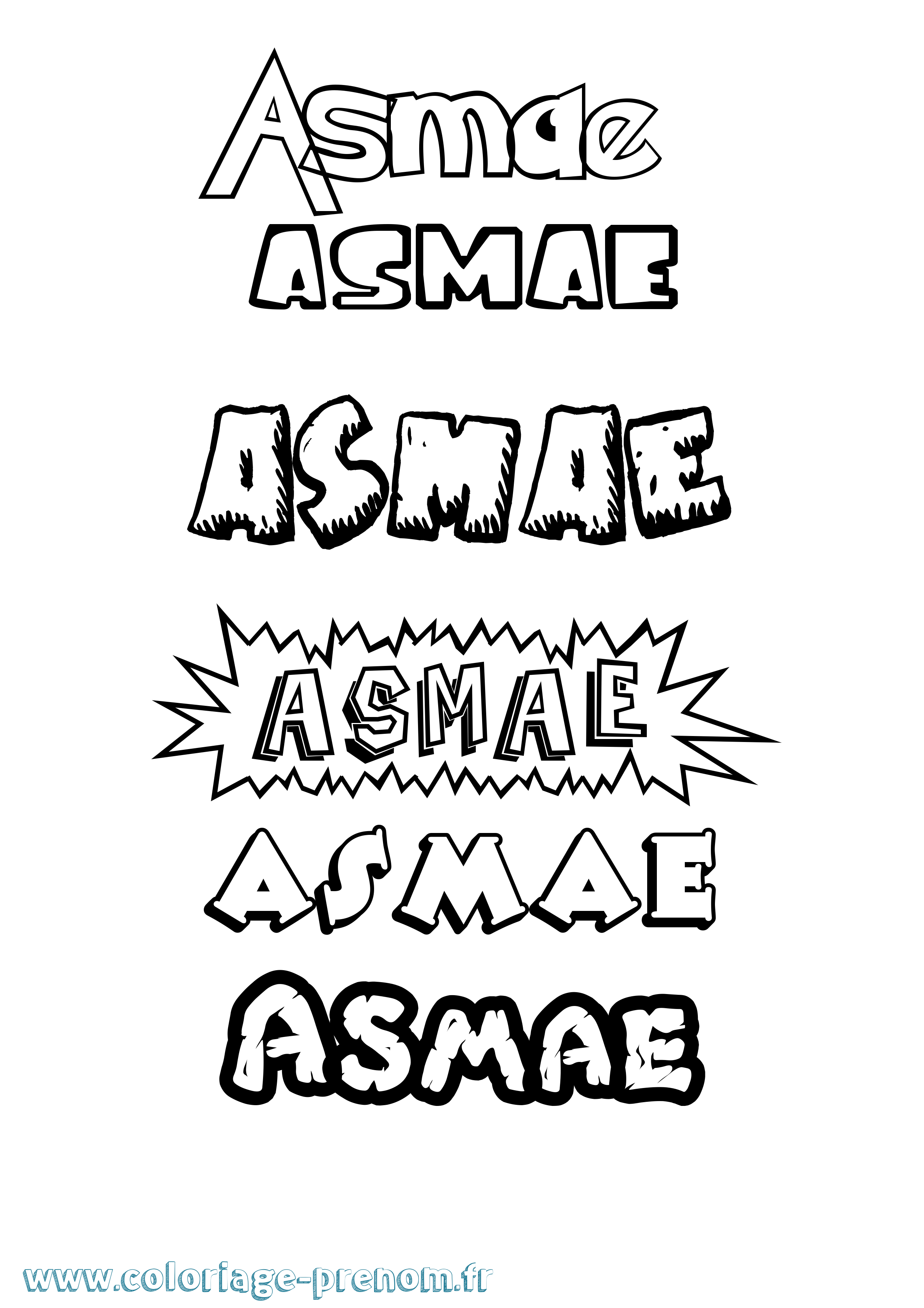 Coloriage prénom Asmae Dessin Animé