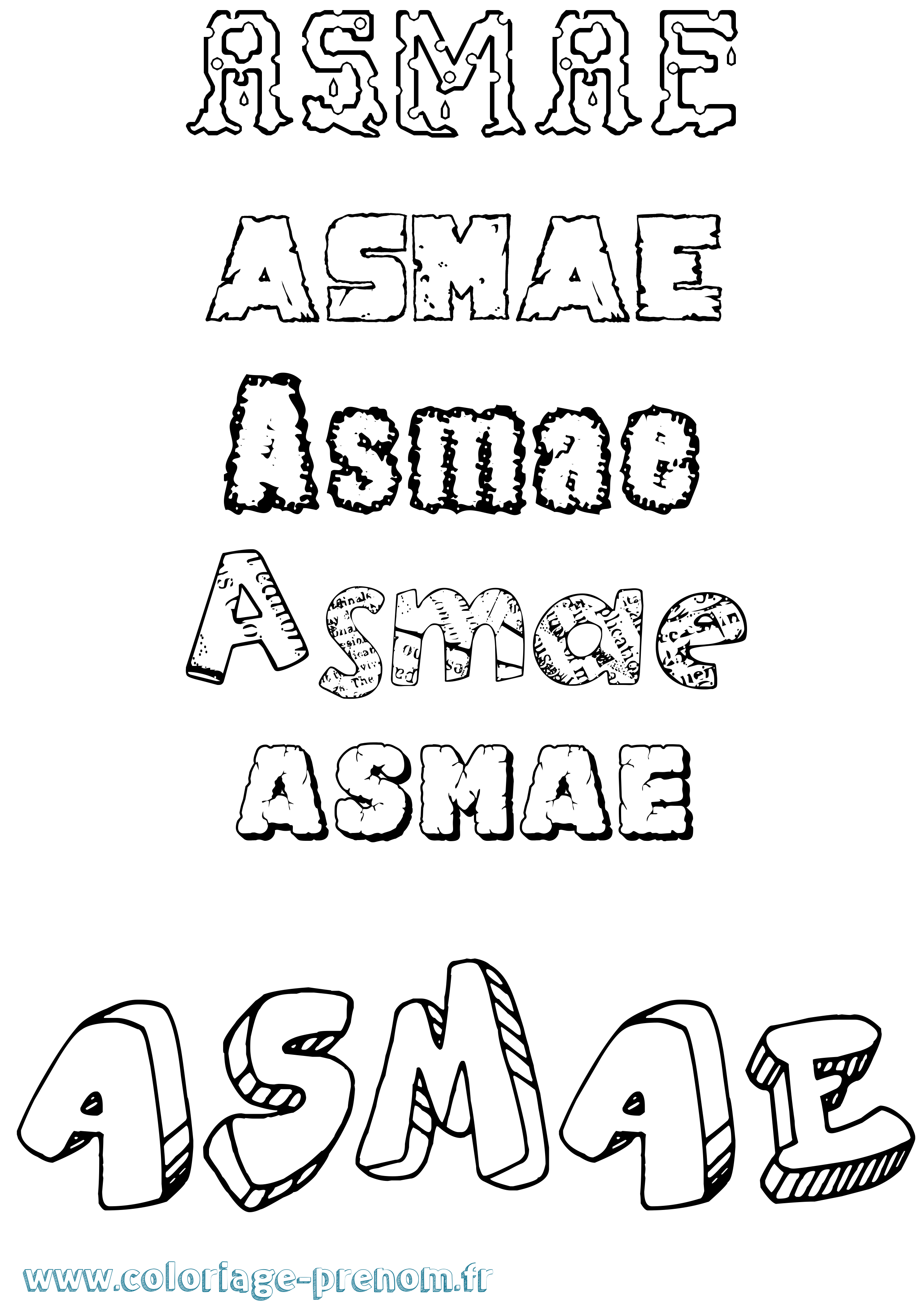 Coloriage prénom Asmae Destructuré