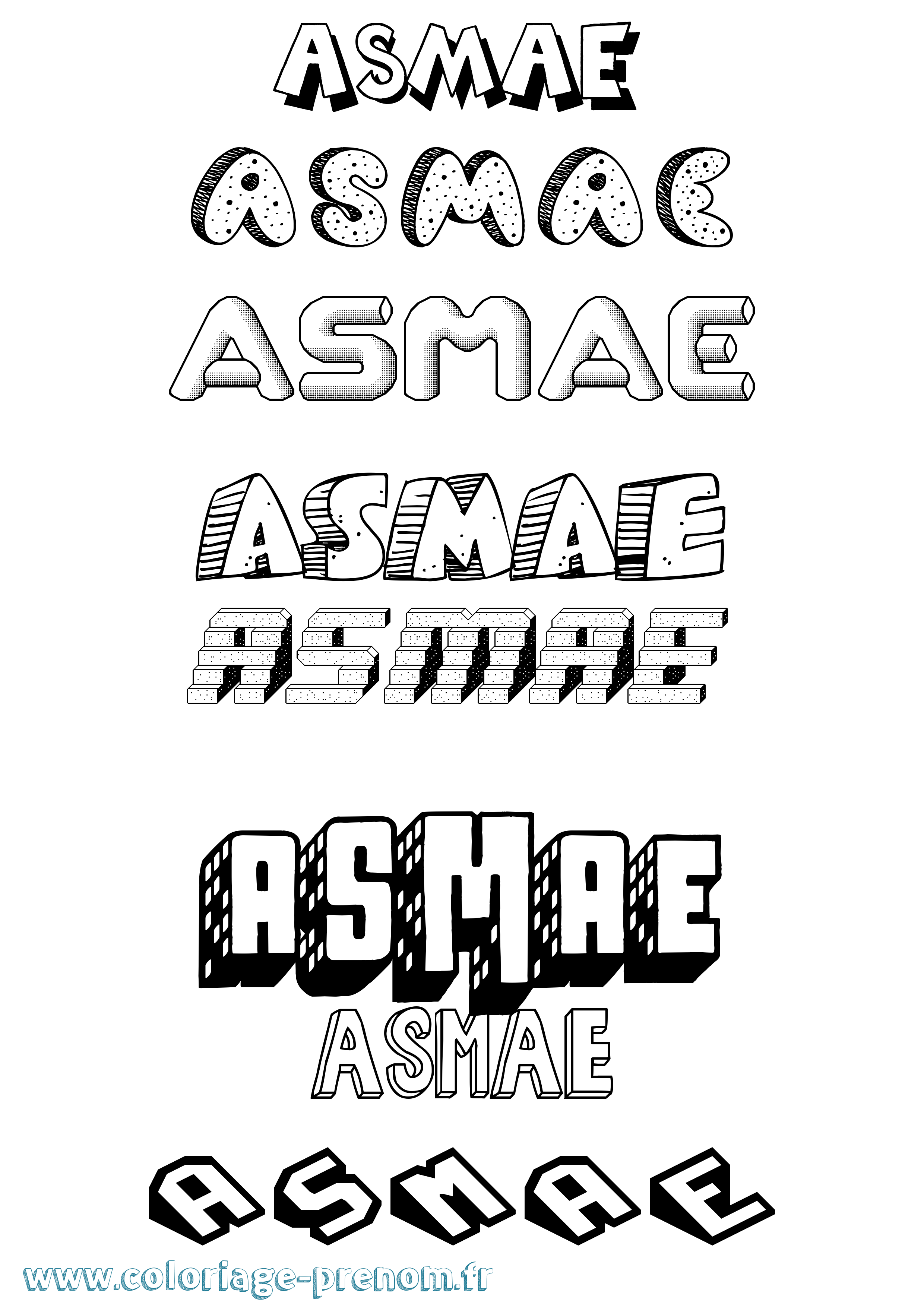 Coloriage prénom Asmae Effet 3D