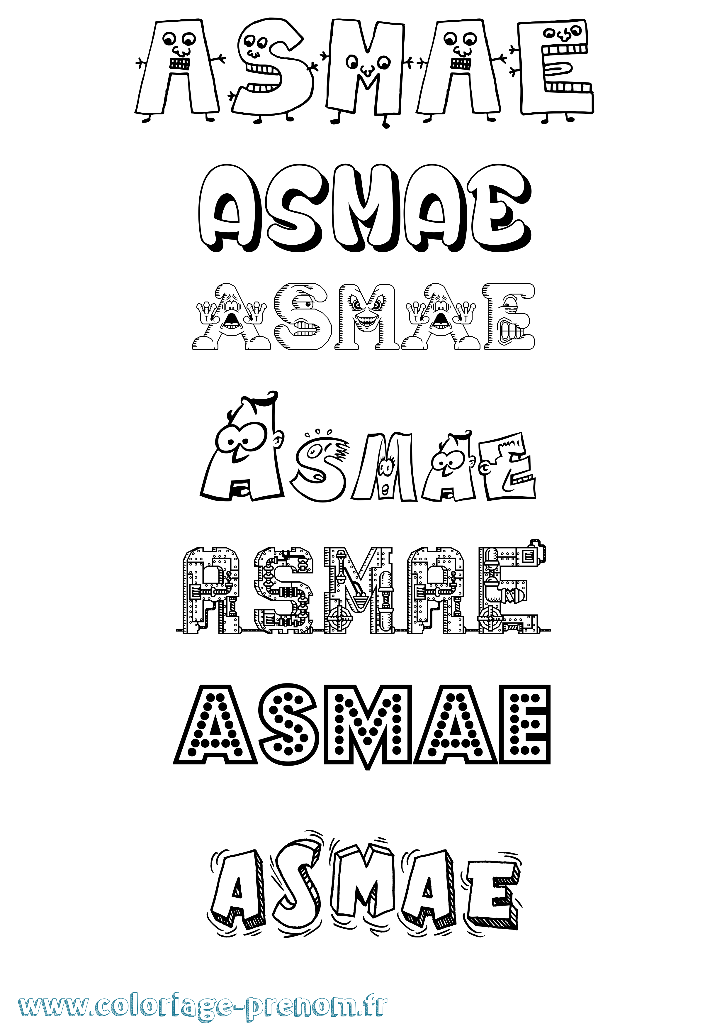 Coloriage prénom Asmae Fun