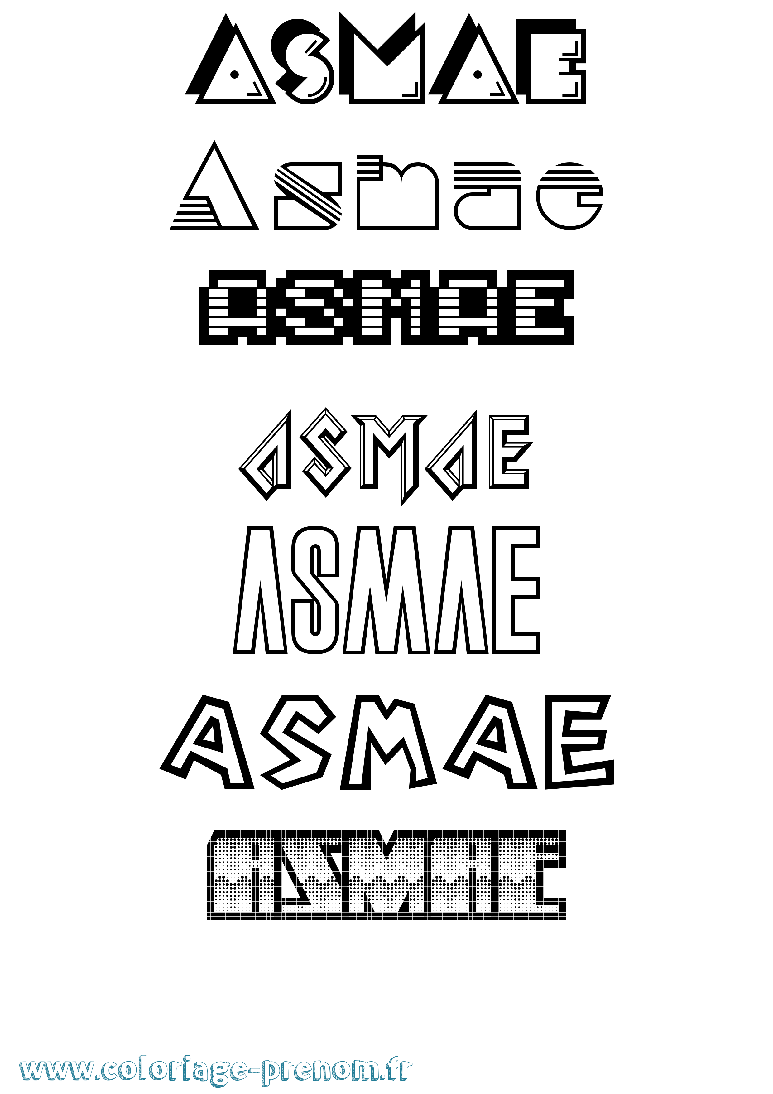 Coloriage prénom Asmae Jeux Vidéos