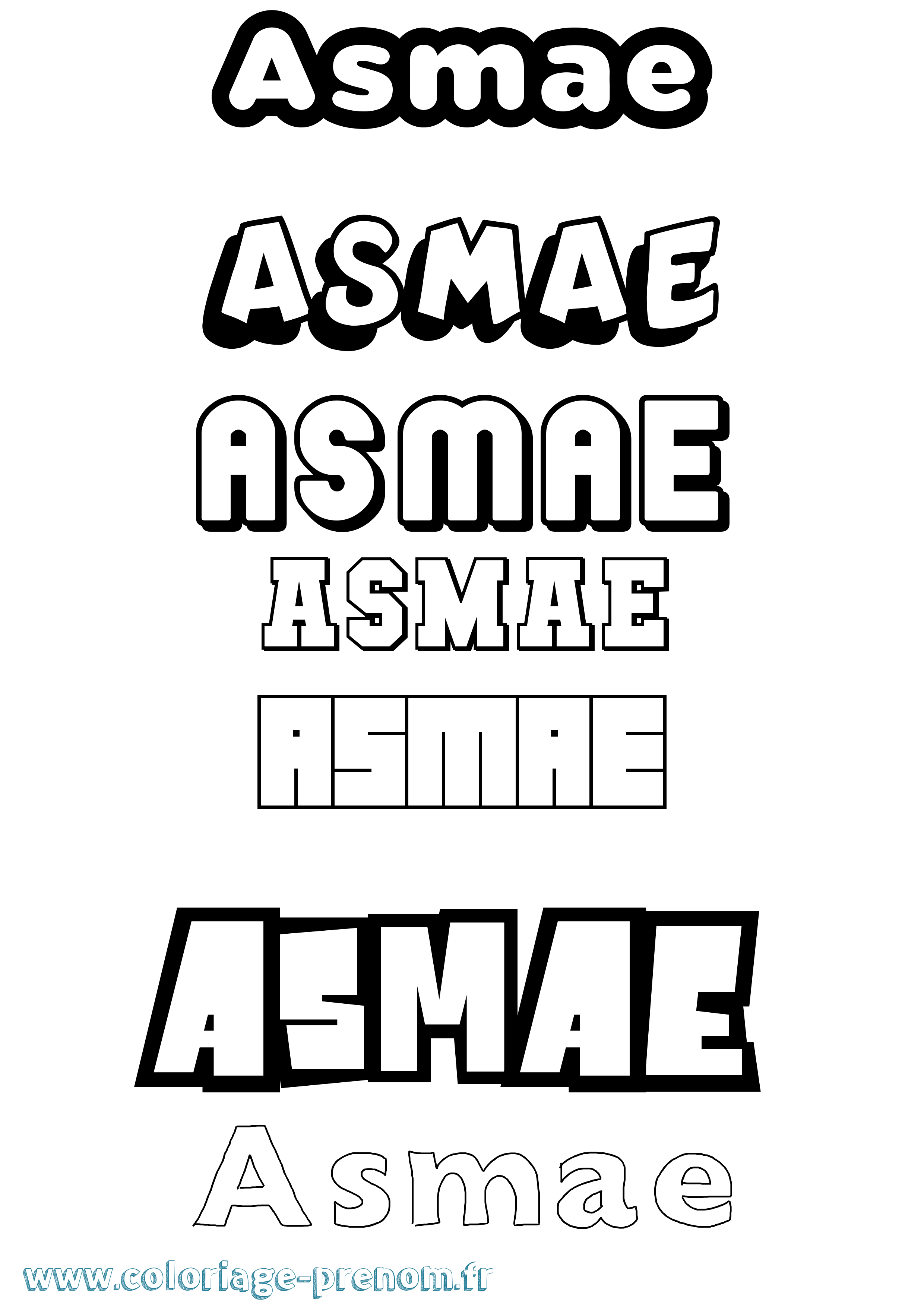 Coloriage prénom Asmae Simple