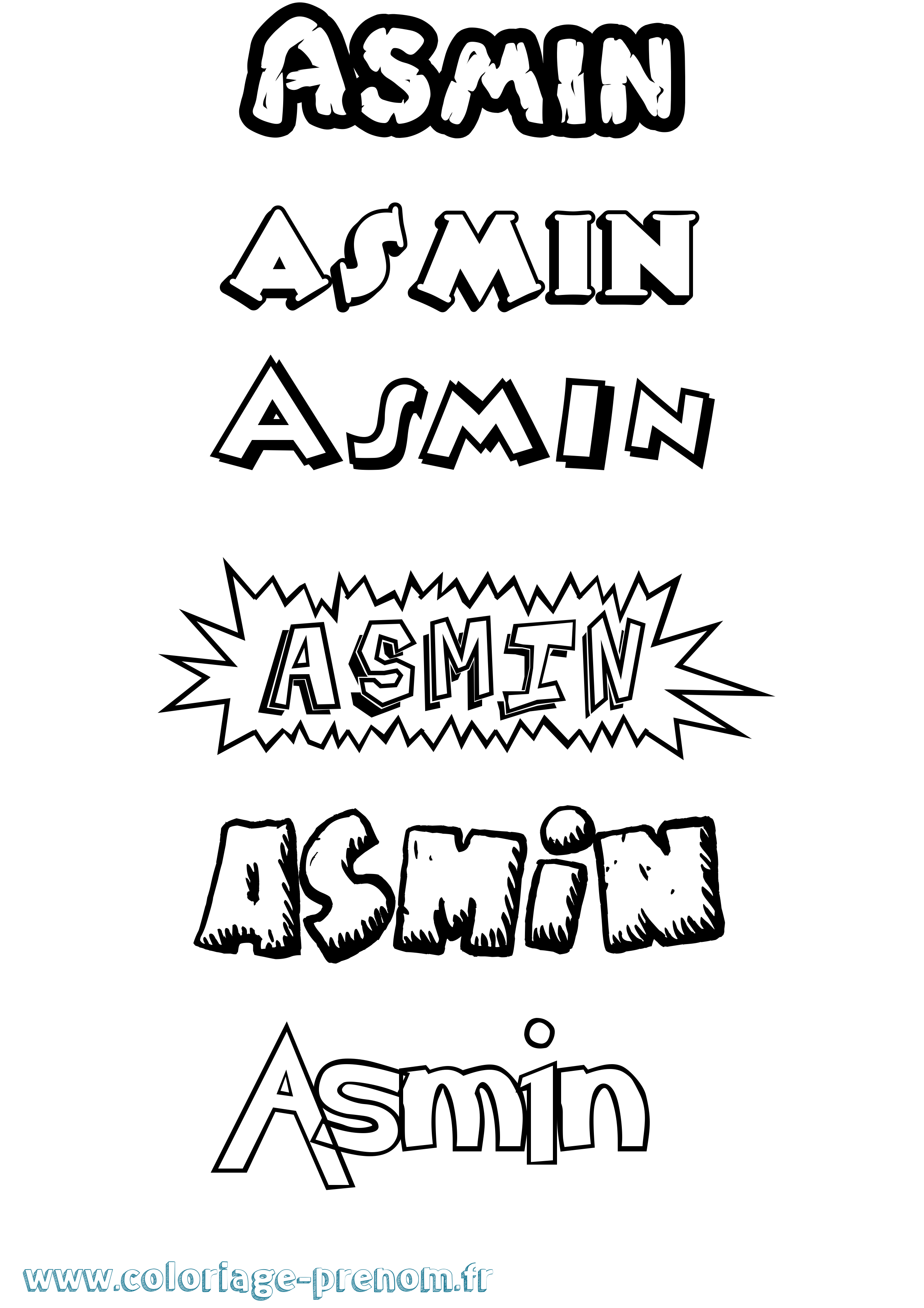 Coloriage Asmin Dessin Animé Coloriage prénom Asmin Dessin Animé