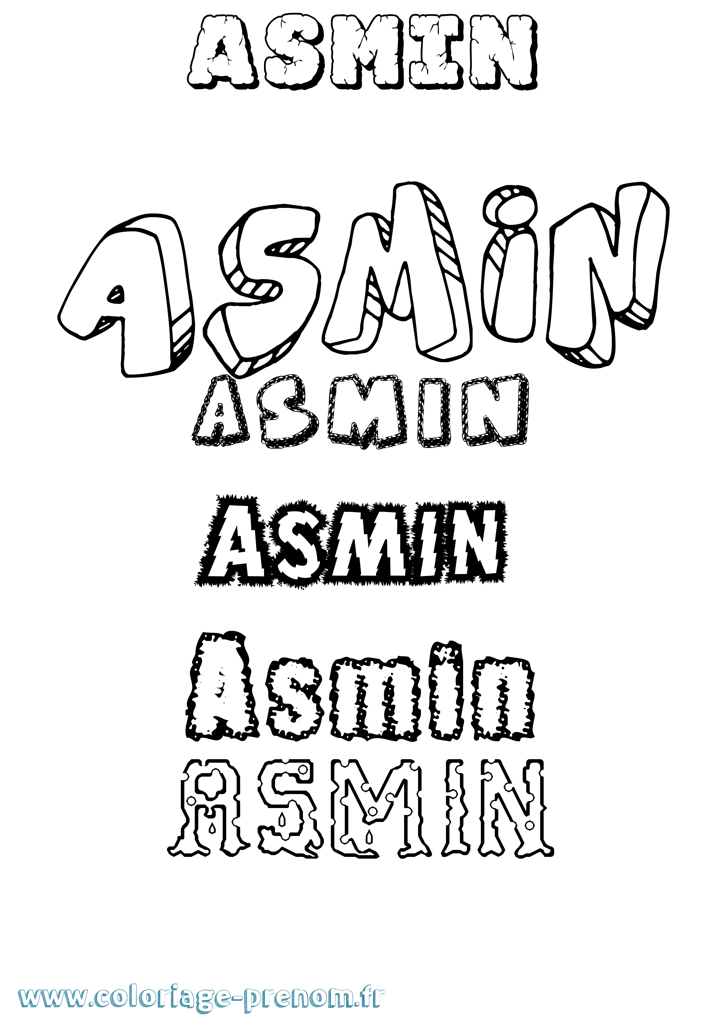 Coloriage Asmin Destructuré Coloriage prénom Asmin Destructuré