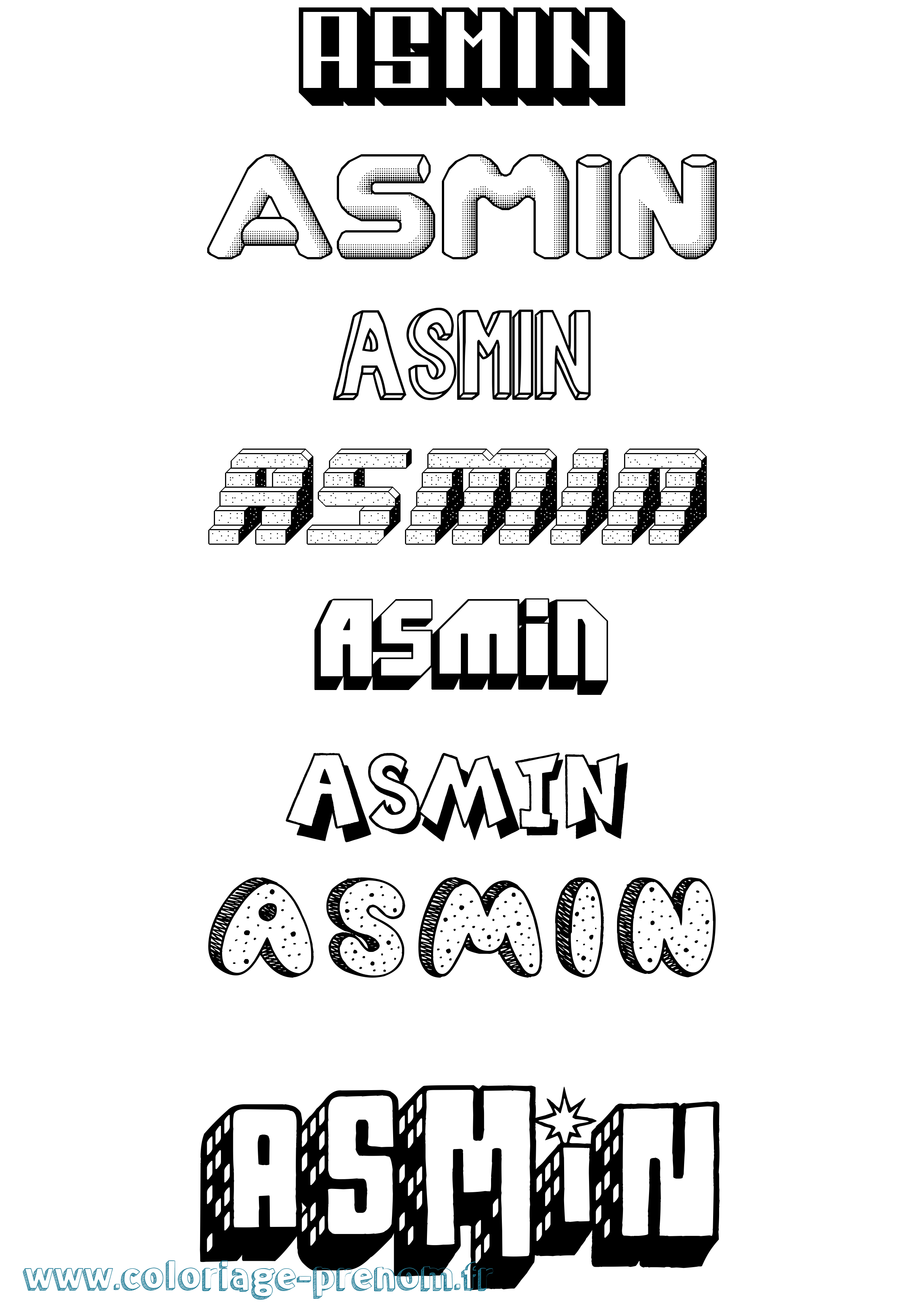 Coloriage Asmin Effet 3D Coloriage prénom Asmin Effet 3D