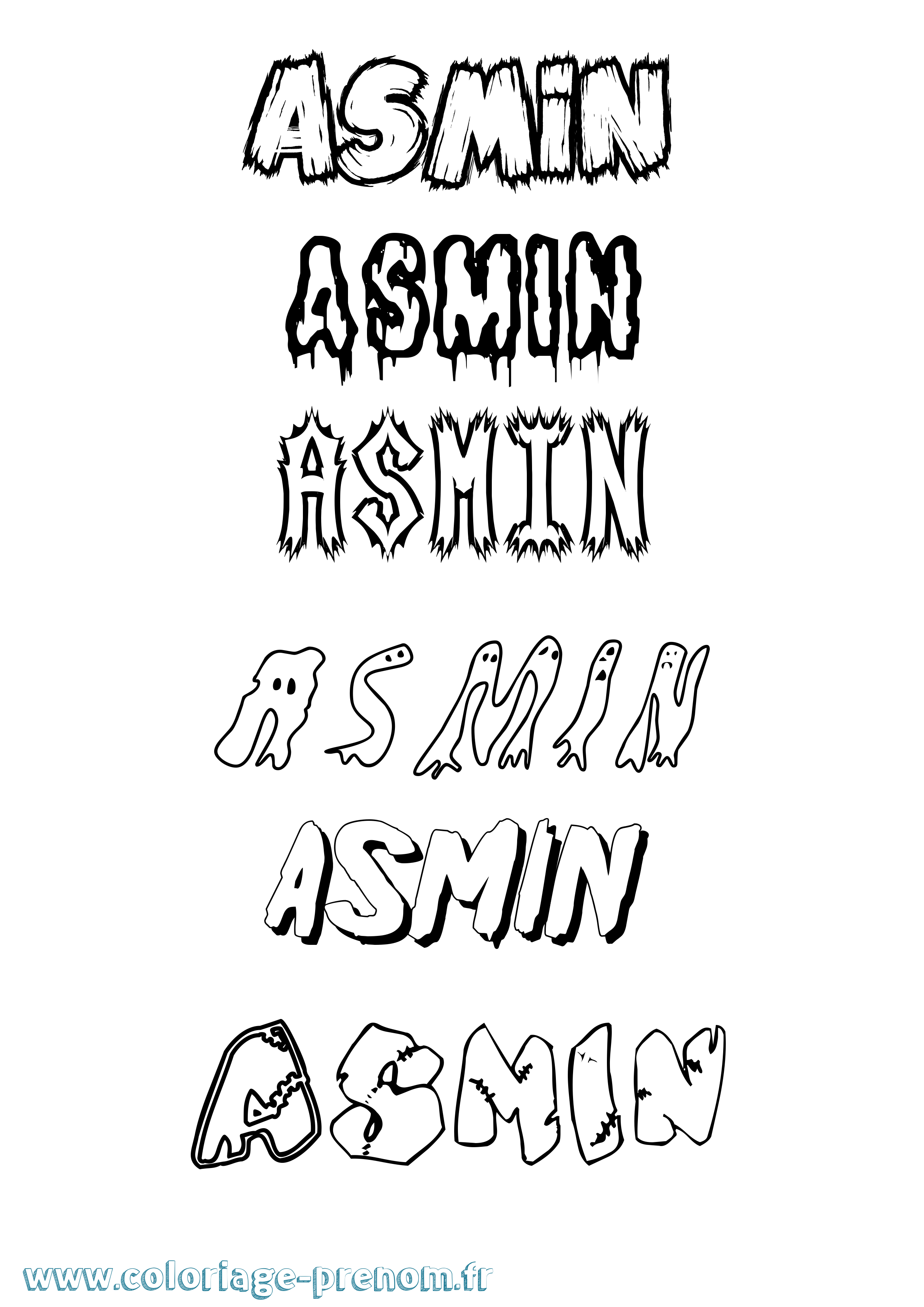 Coloriage Asmin Frisson Coloriage prénom Asmin Frisson