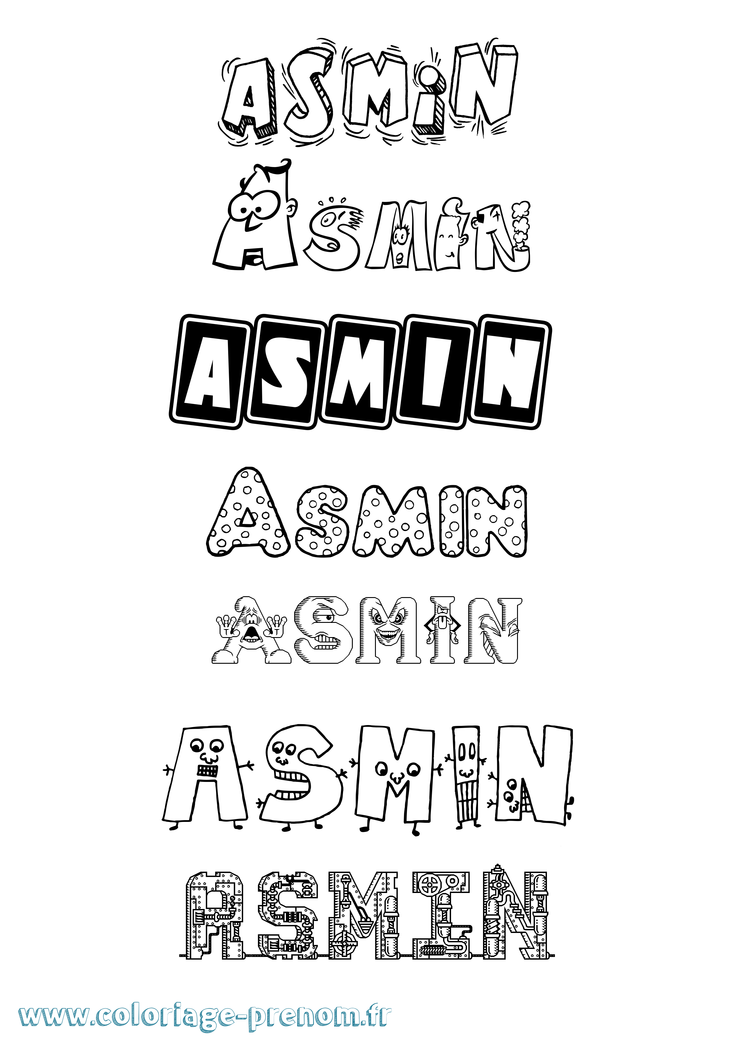 Coloriage Asmin Fun Coloriage prénom Asmin Fun