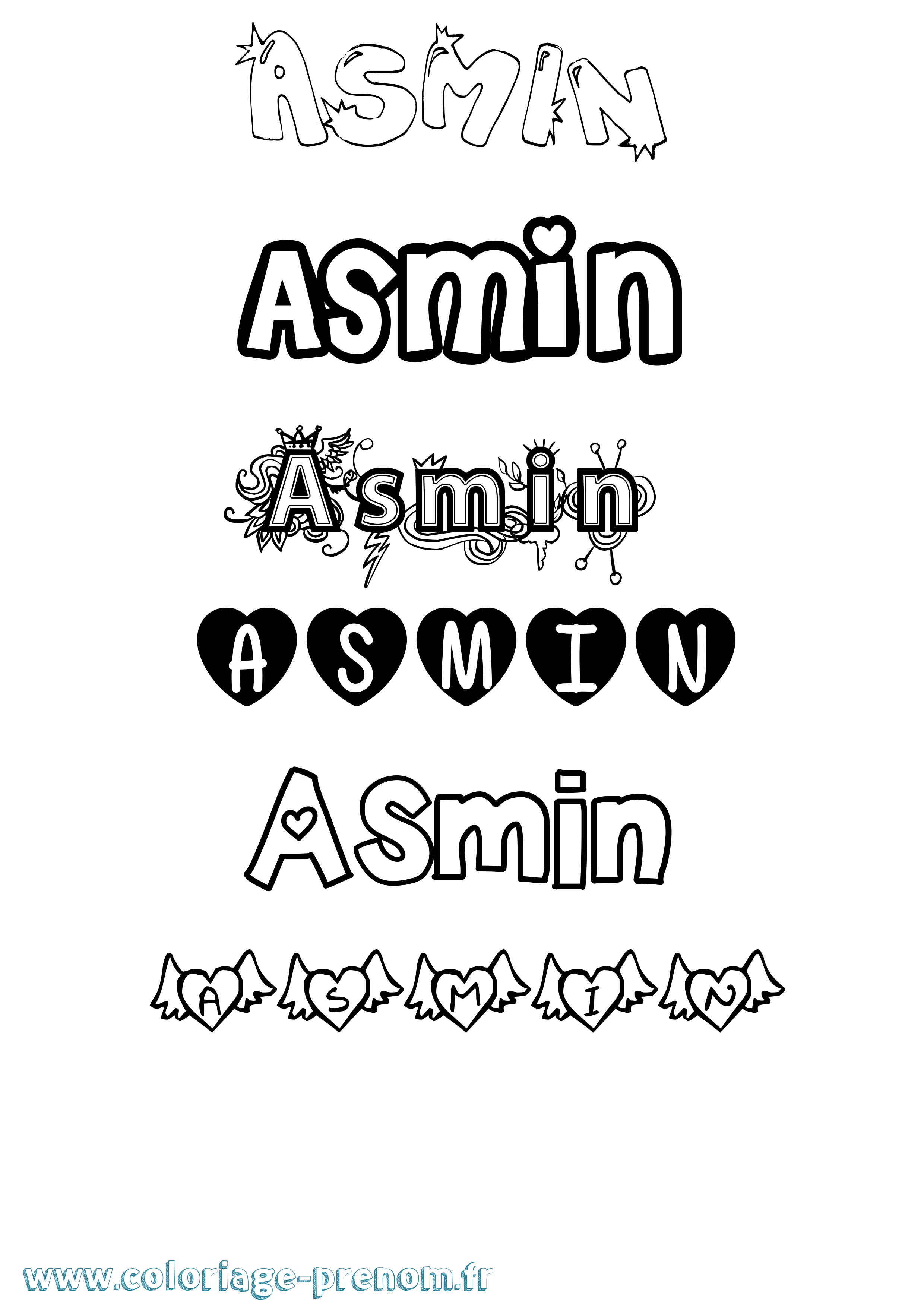 Coloriage Asmin Girly Coloriage prénom Asmin Girly