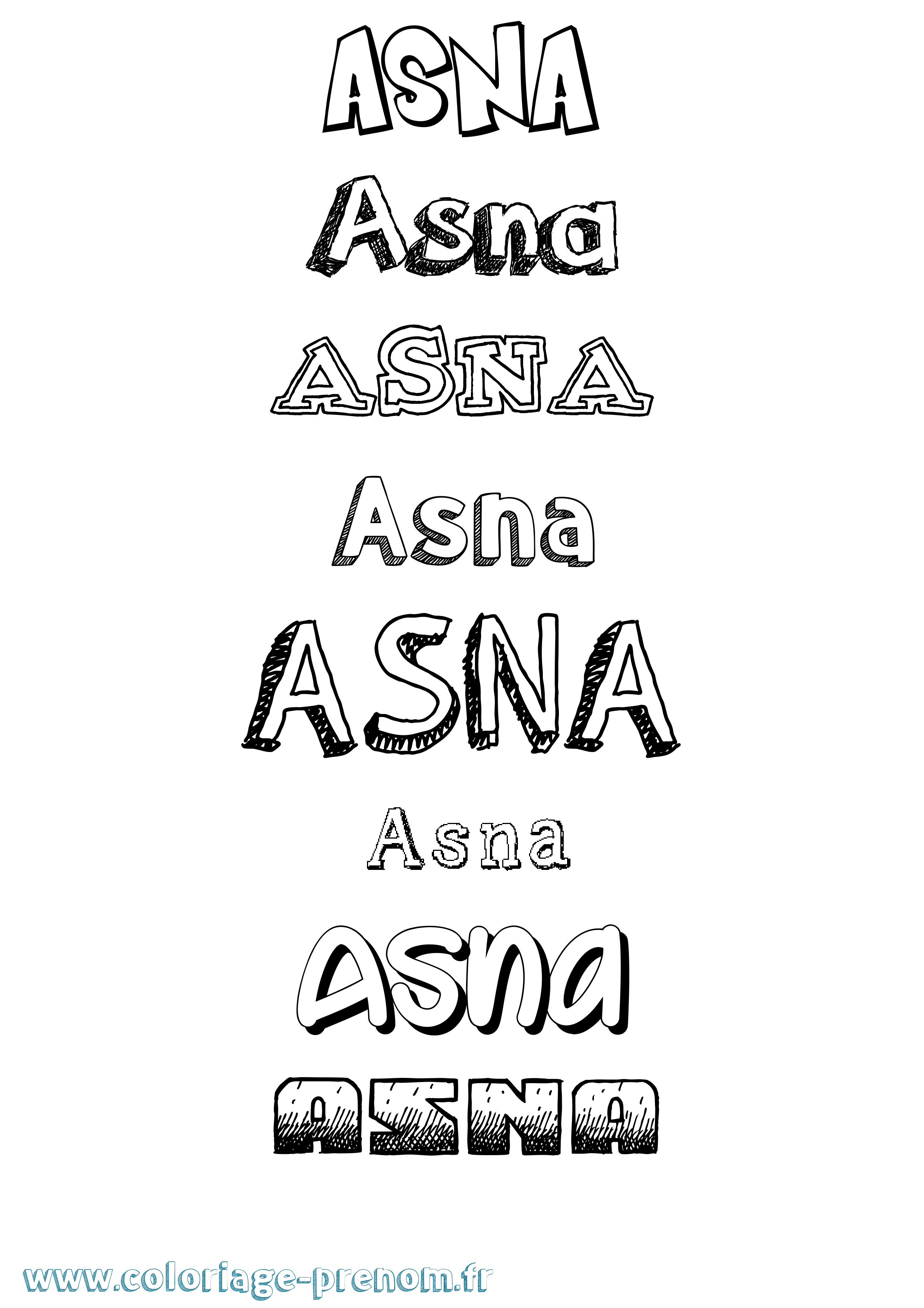 Coloriage prénom Asna Dessiné