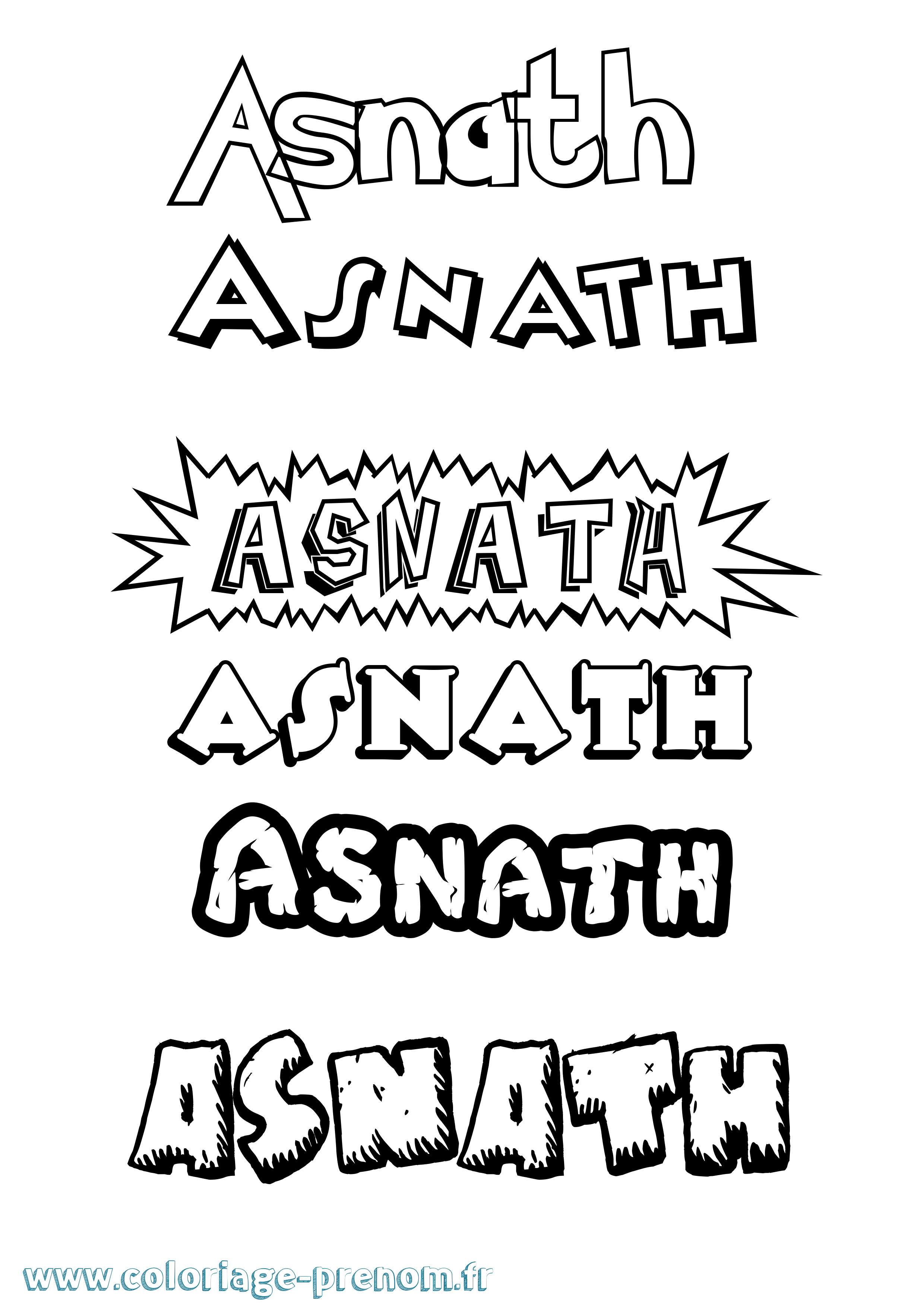 Coloriage prénom Asnath Dessin Animé