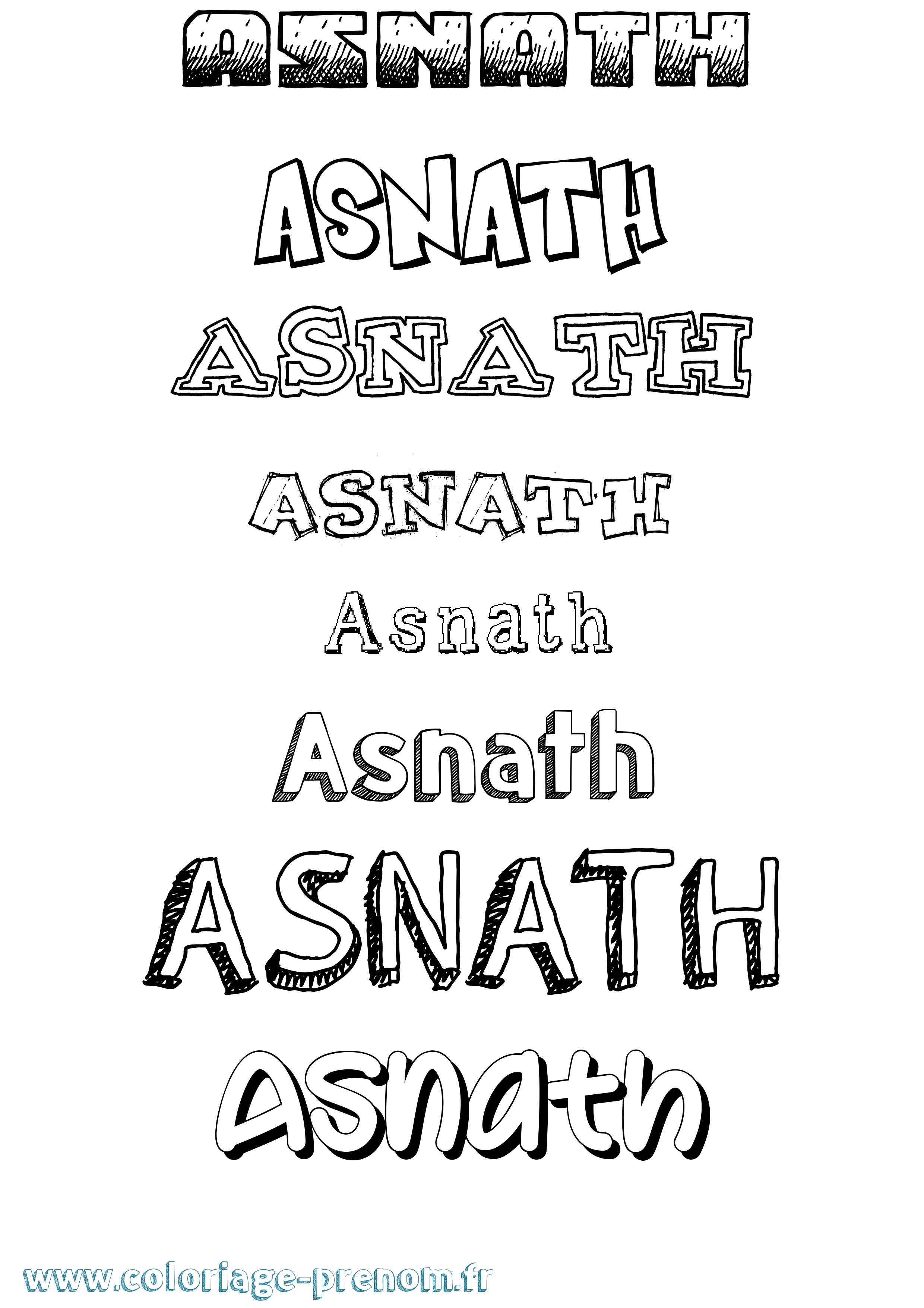 Coloriage prénom Asnath Dessiné