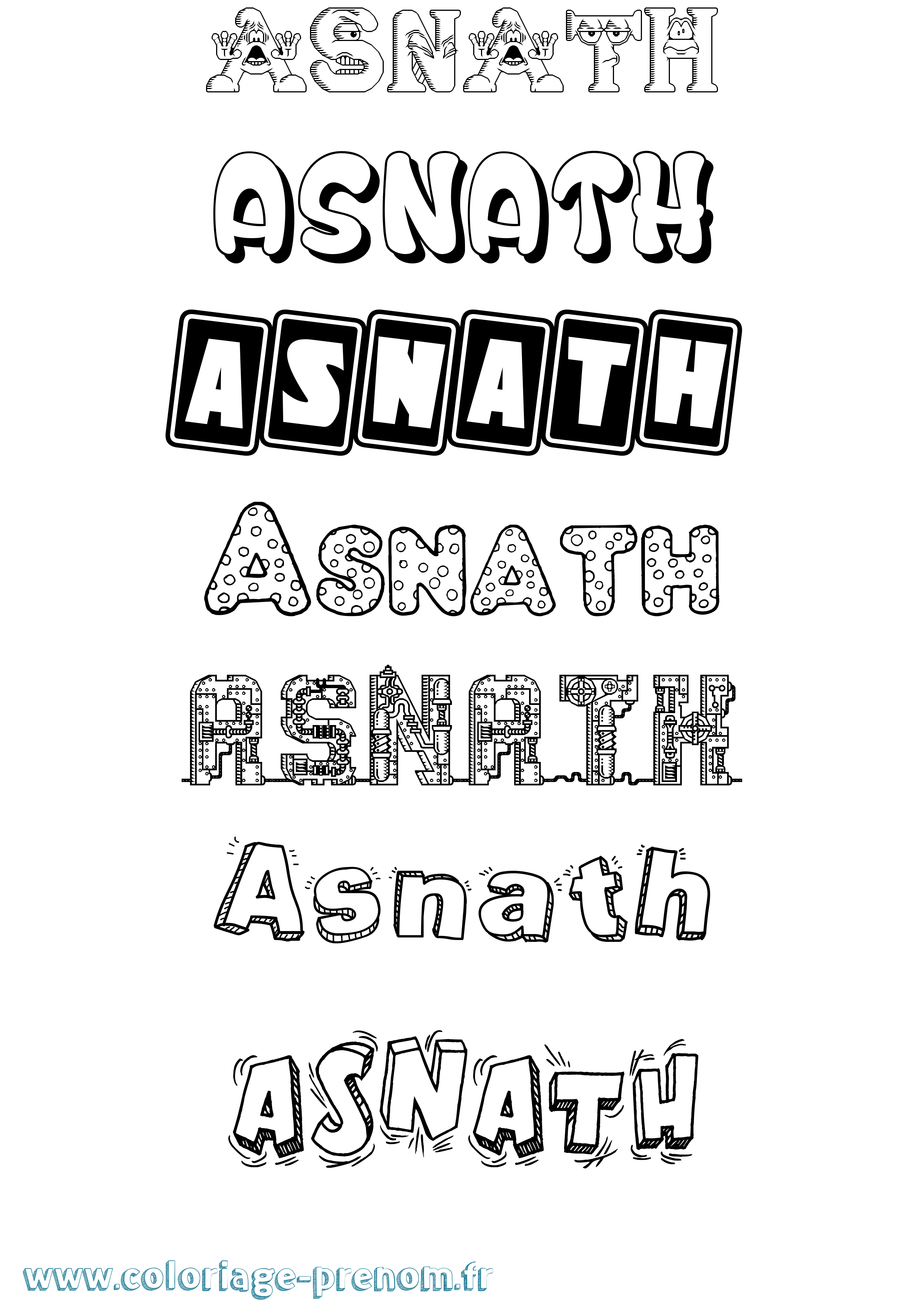 Coloriage prénom Asnath Fun