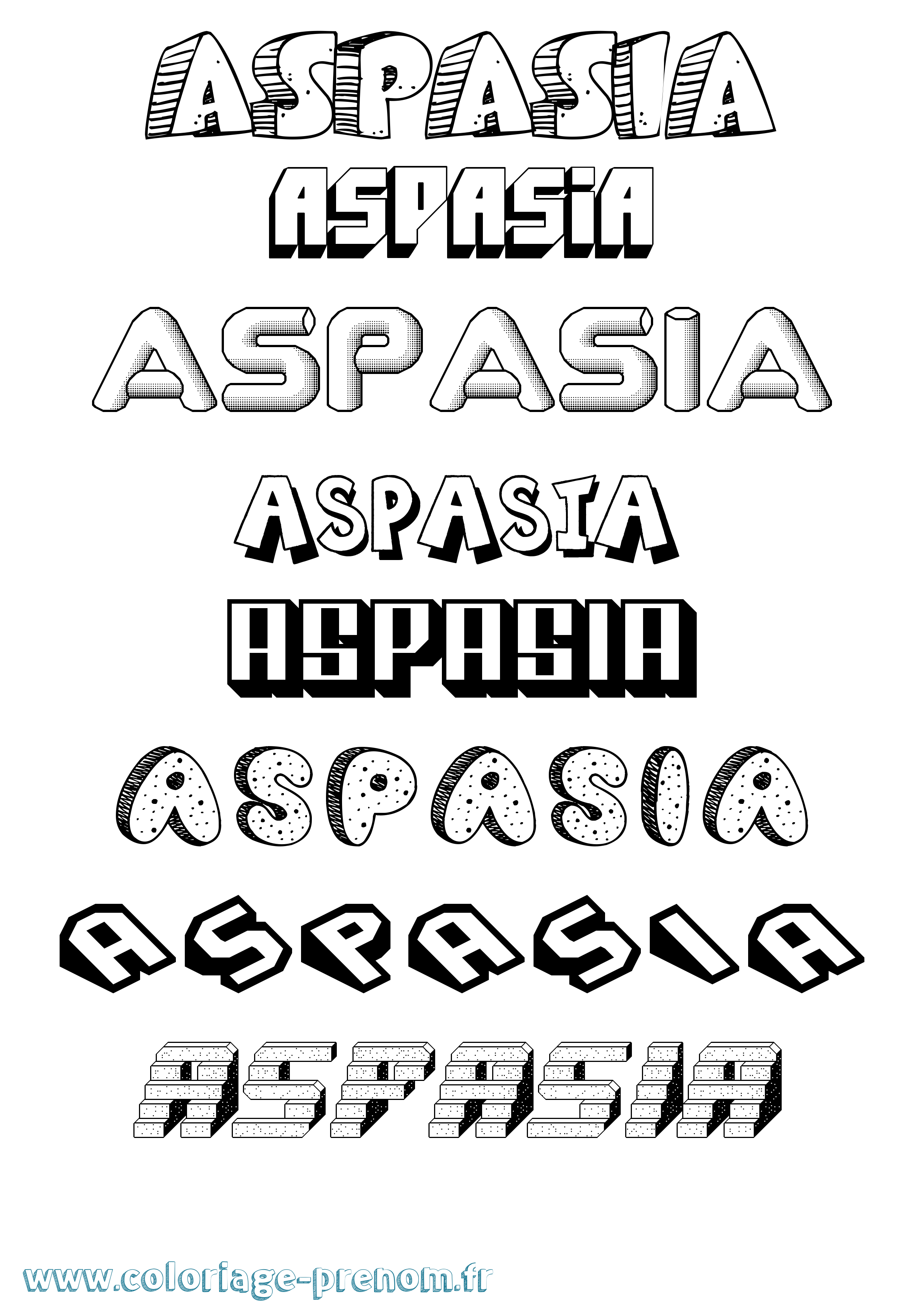 Coloriage Aspasia Effet 3D Coloriage prénom Aspasia Effet 3D