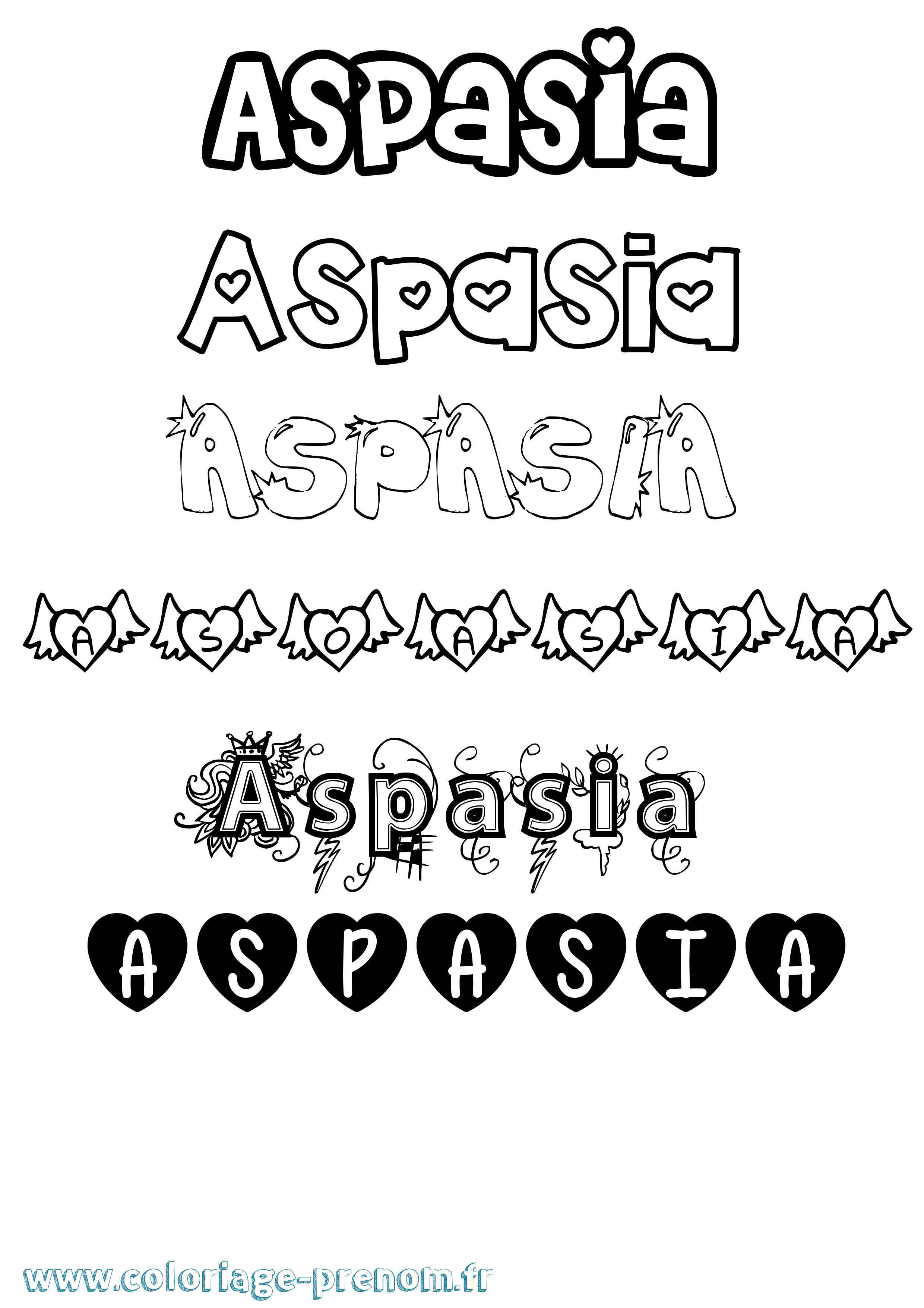 Coloriage Aspasia Girly Coloriage prénom Aspasia Girly