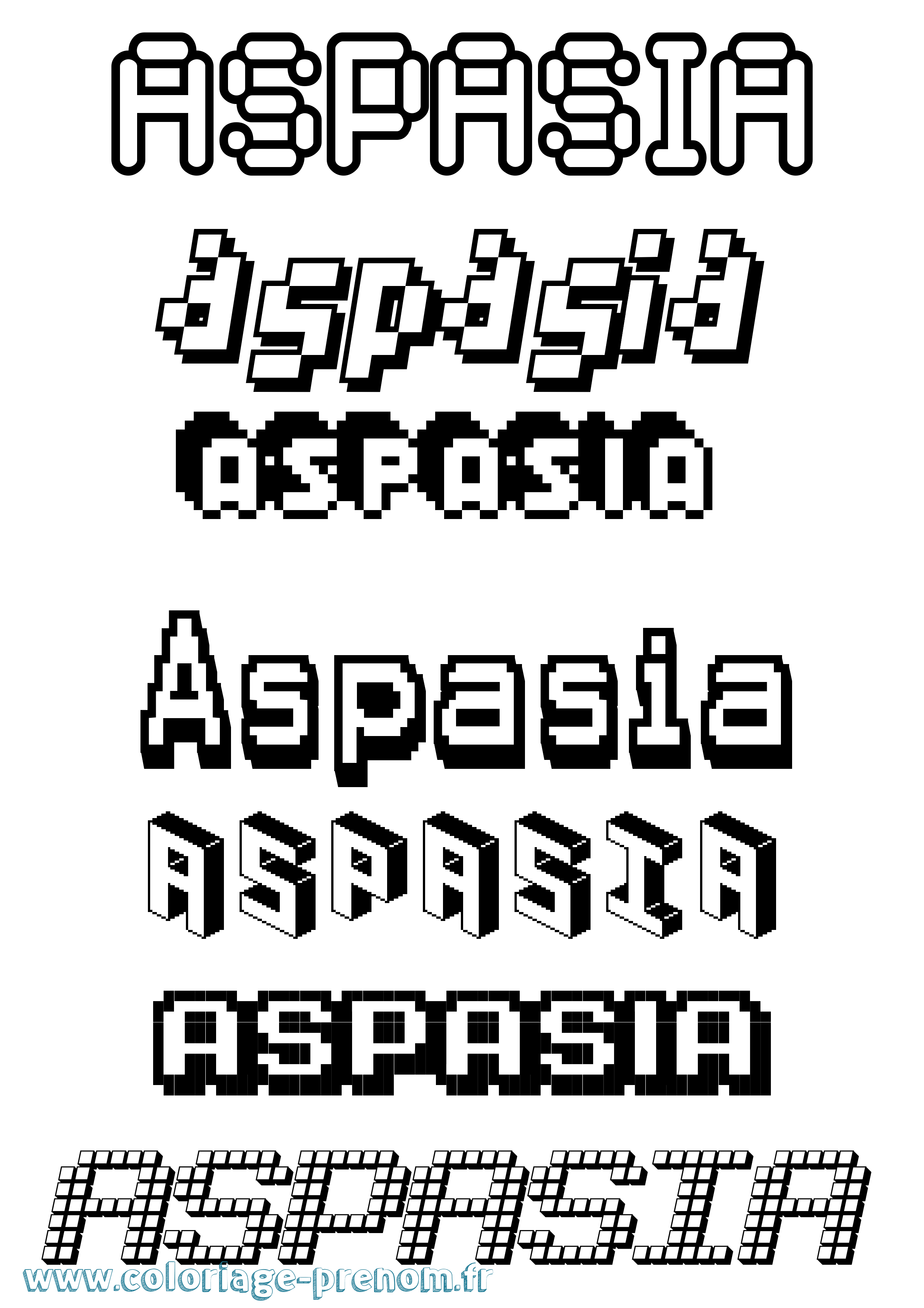 Coloriage Aspasia Pixel Coloriage prénom Aspasia Pixel