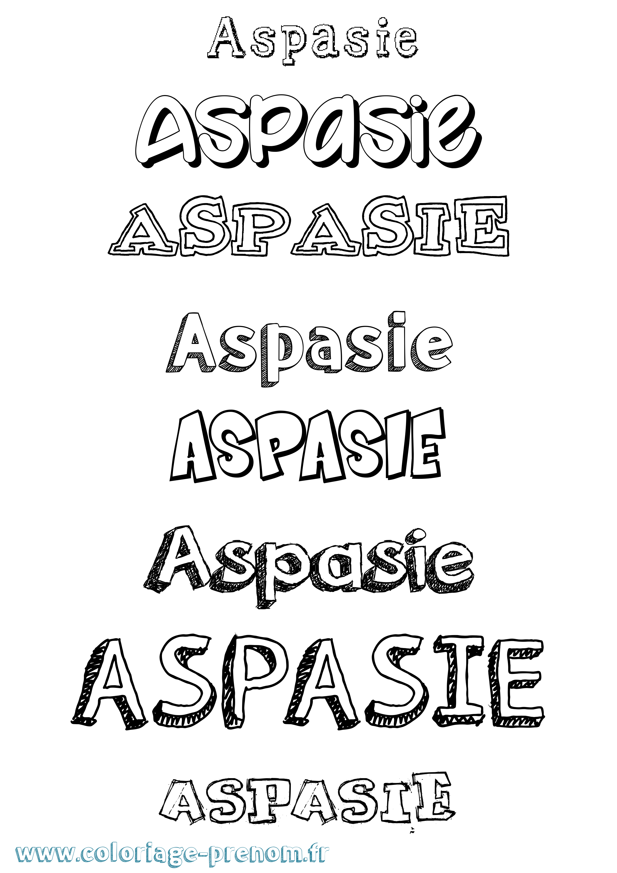 Coloriage prénom Aspasie Dessiné