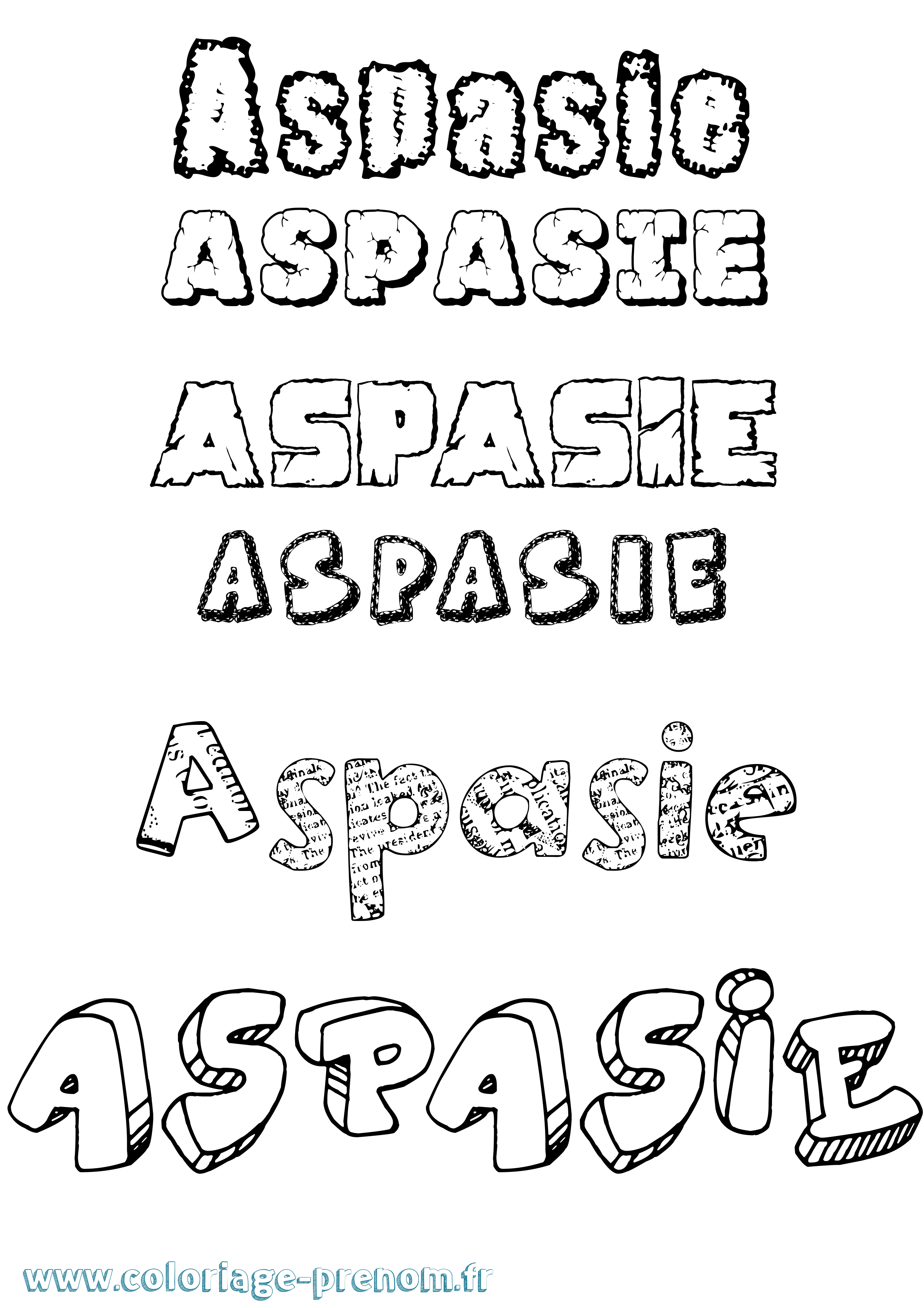 Coloriage prénom Aspasie Destructuré