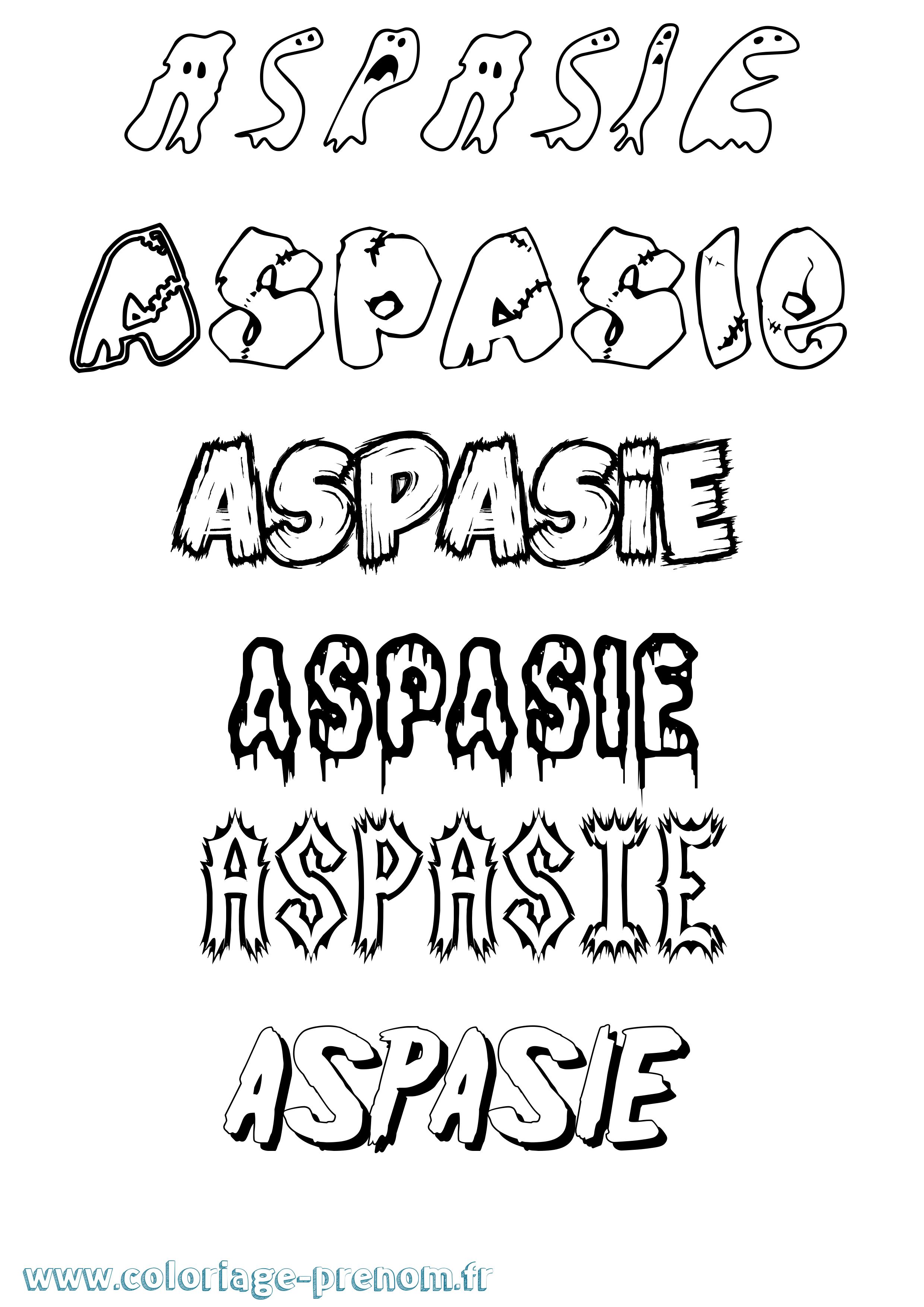 Coloriage prénom Aspasie Frisson