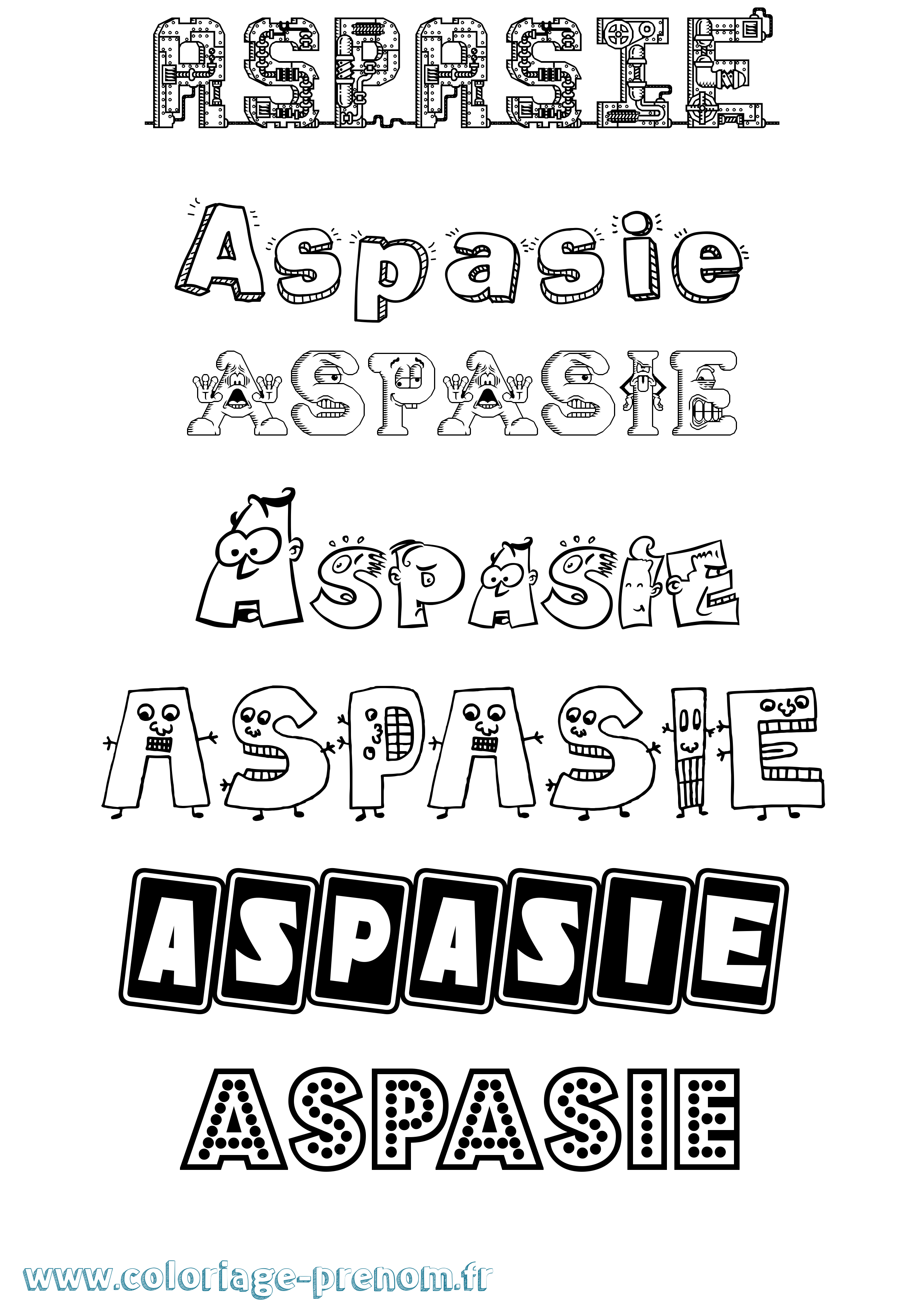 Coloriage prénom Aspasie Fun