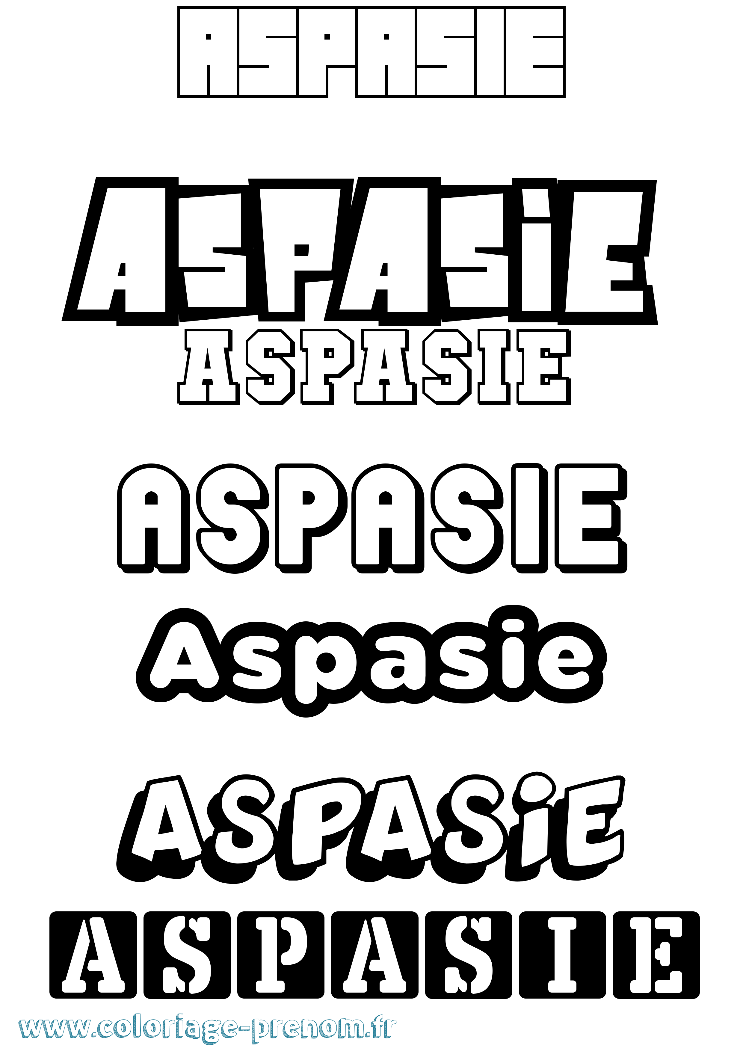 Coloriage prénom Aspasie Simple