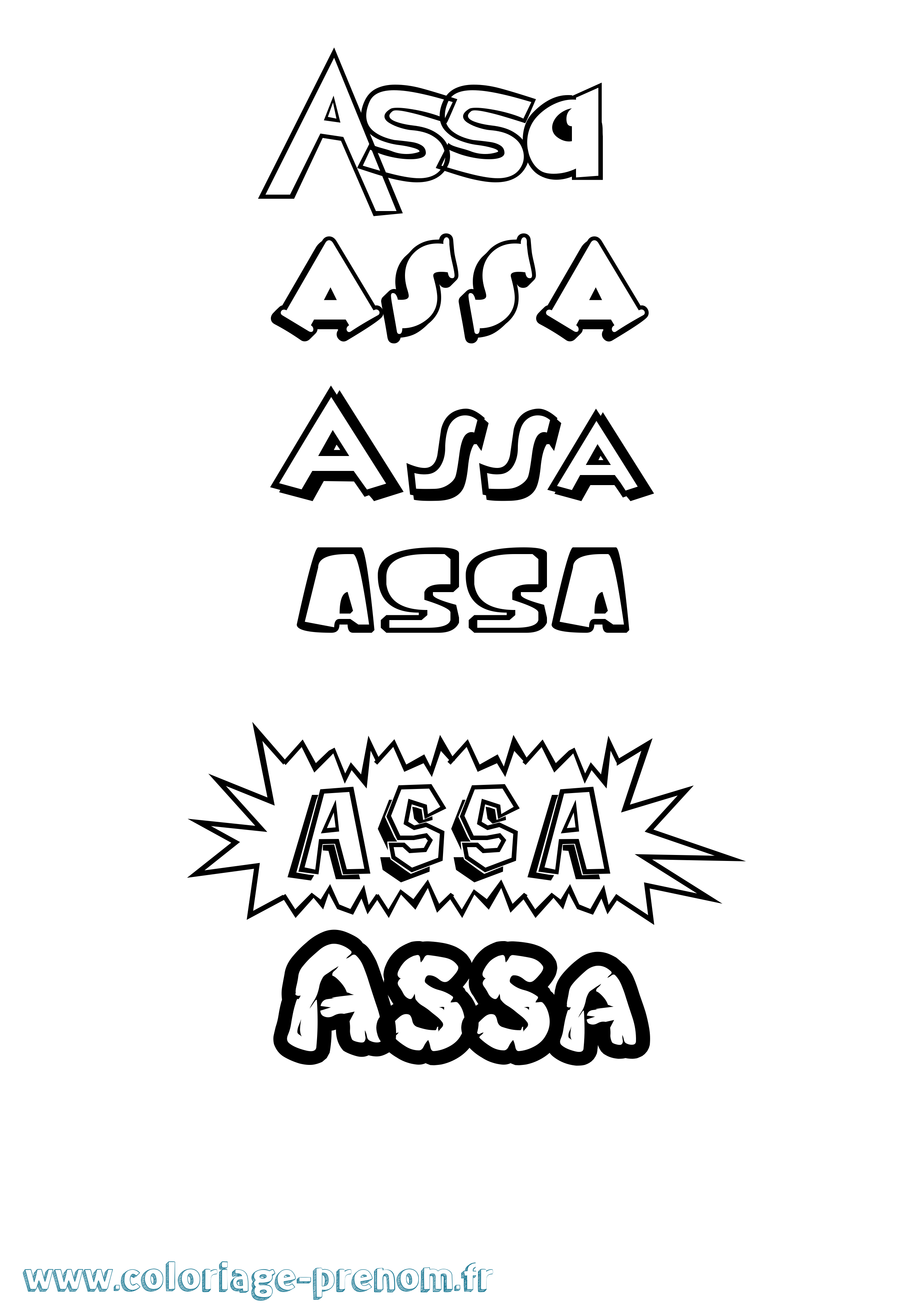 Coloriage prénom Assa Dessin Animé