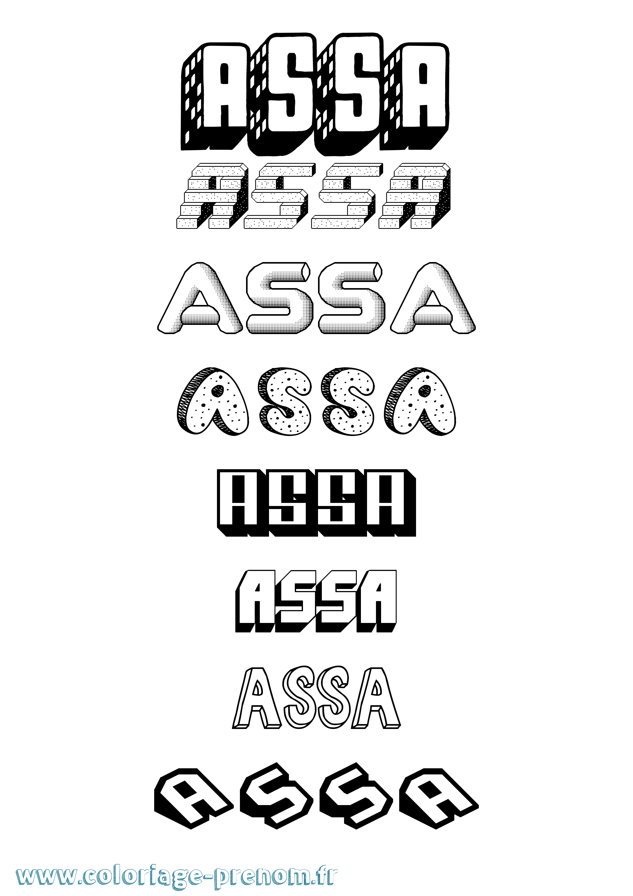 Coloriage prénom Assa