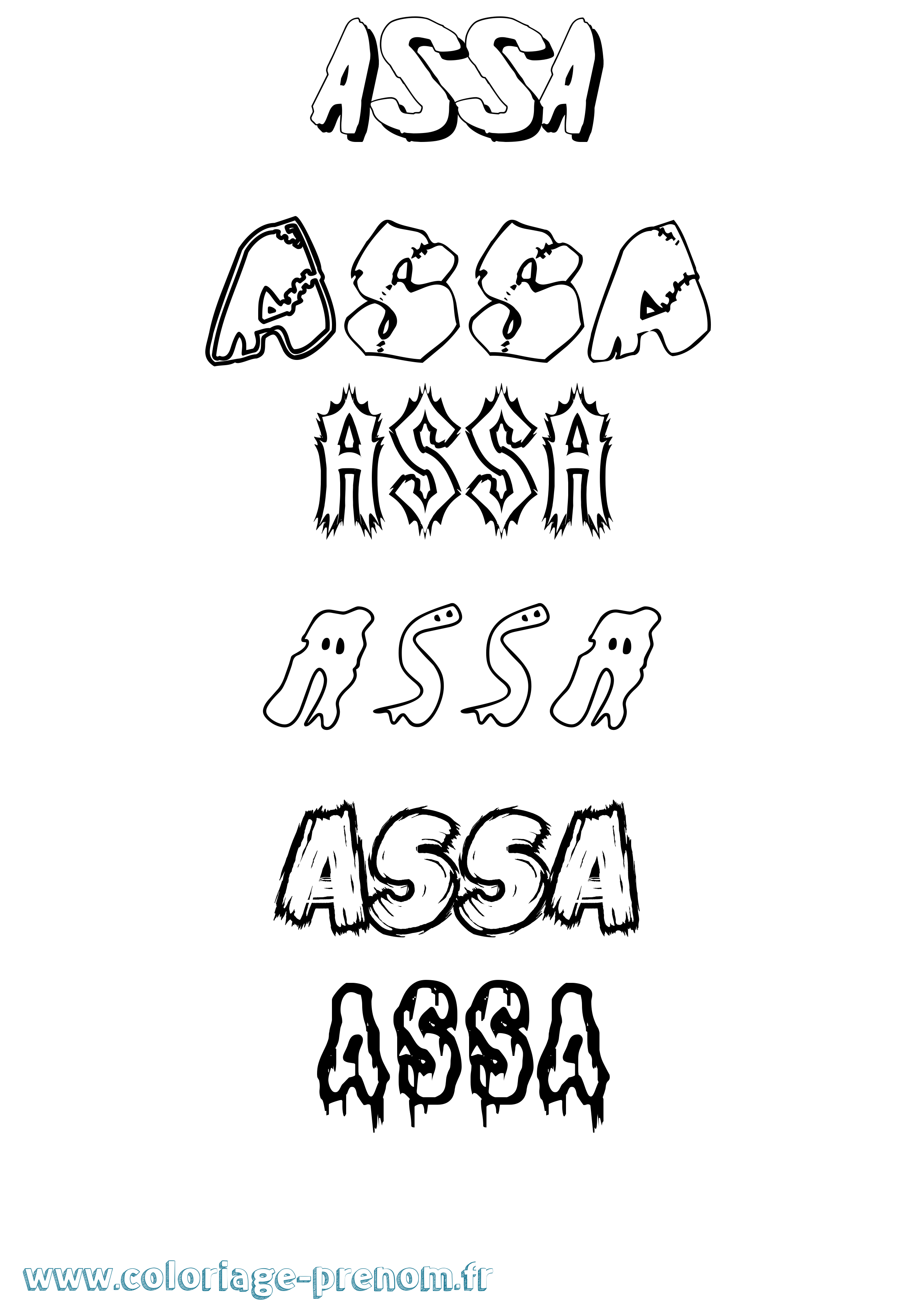 Coloriage prénom Assa Frisson