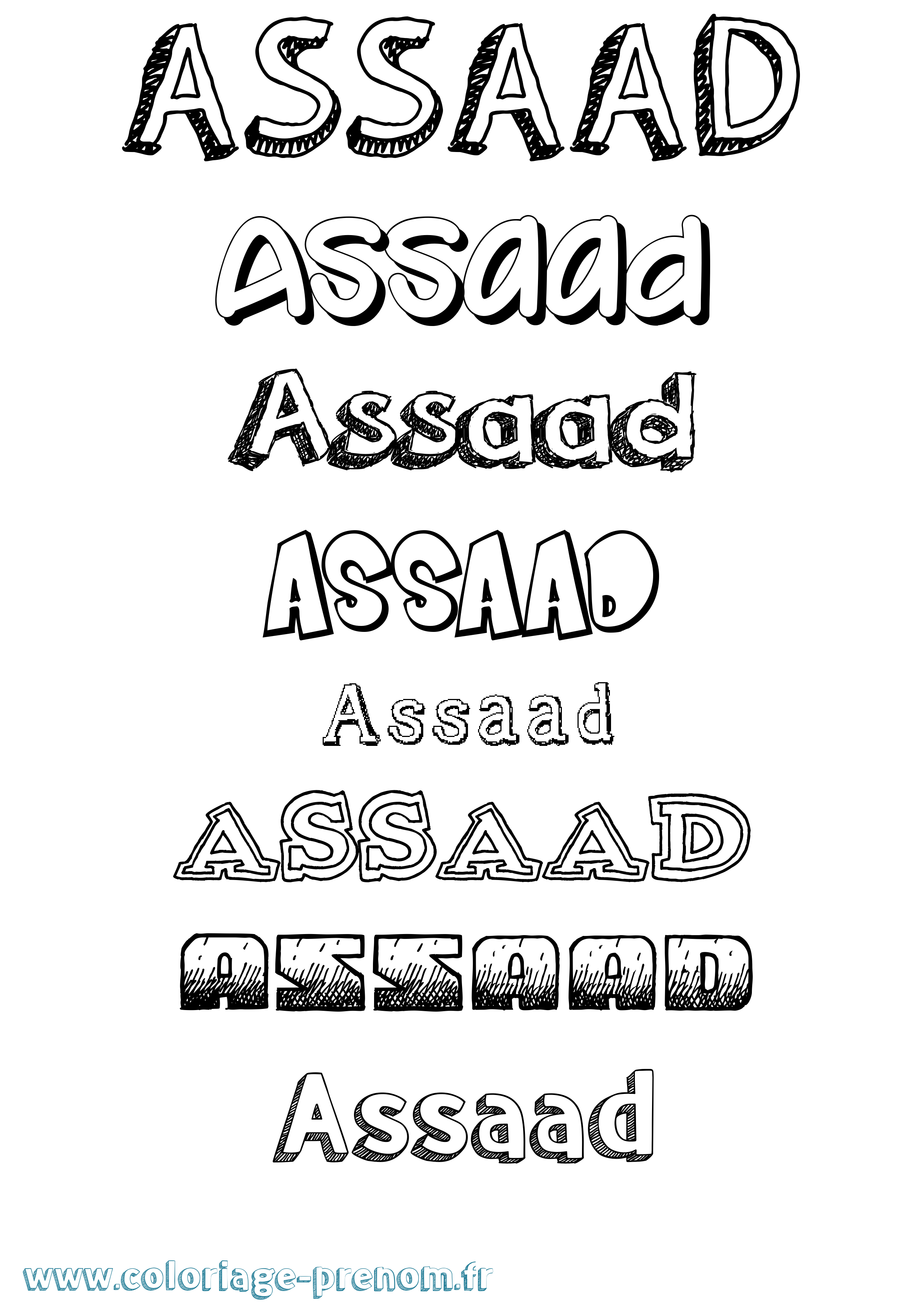 Coloriage prénom Assaad Dessiné