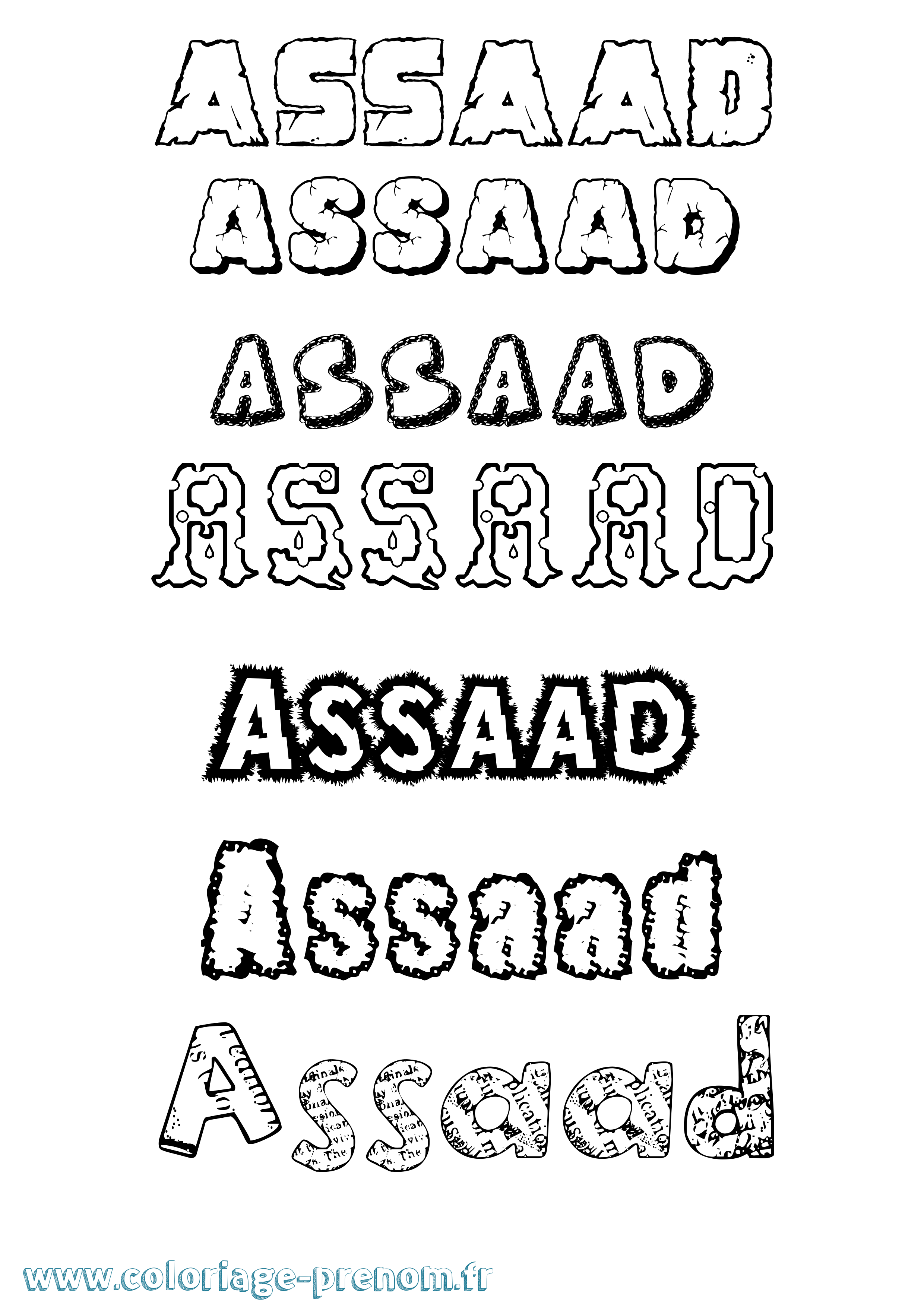 Coloriage prénom Assaad Destructuré