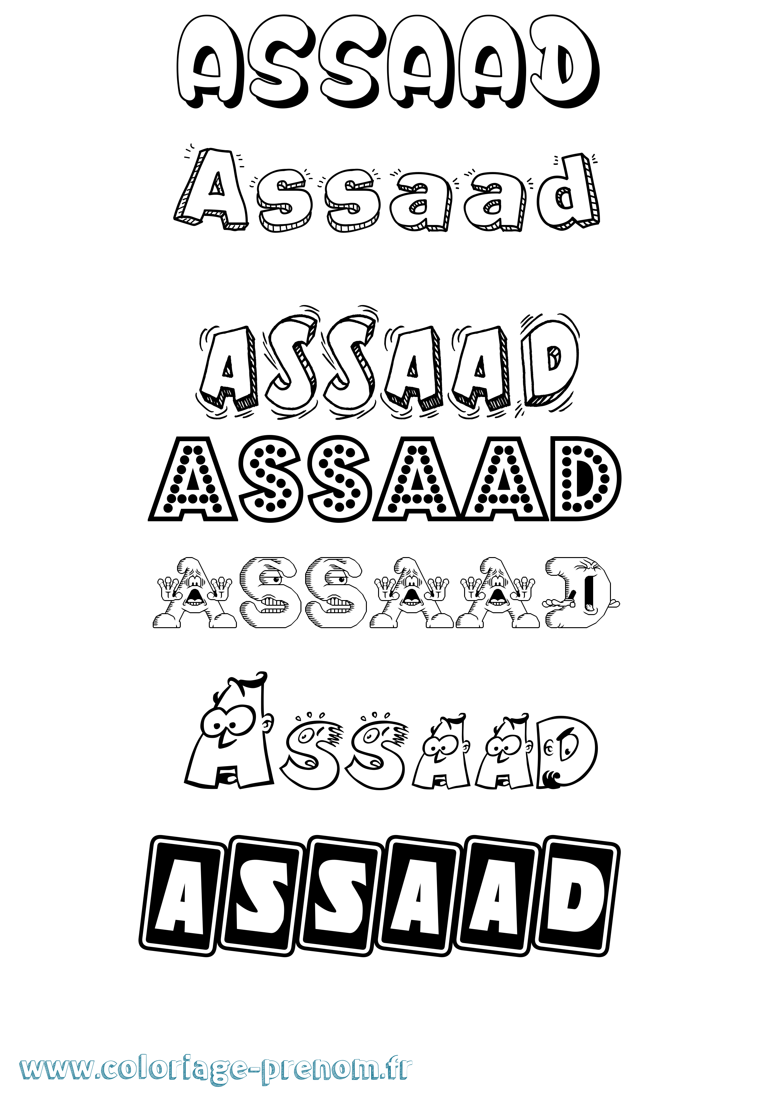Coloriage prénom Assaad Fun