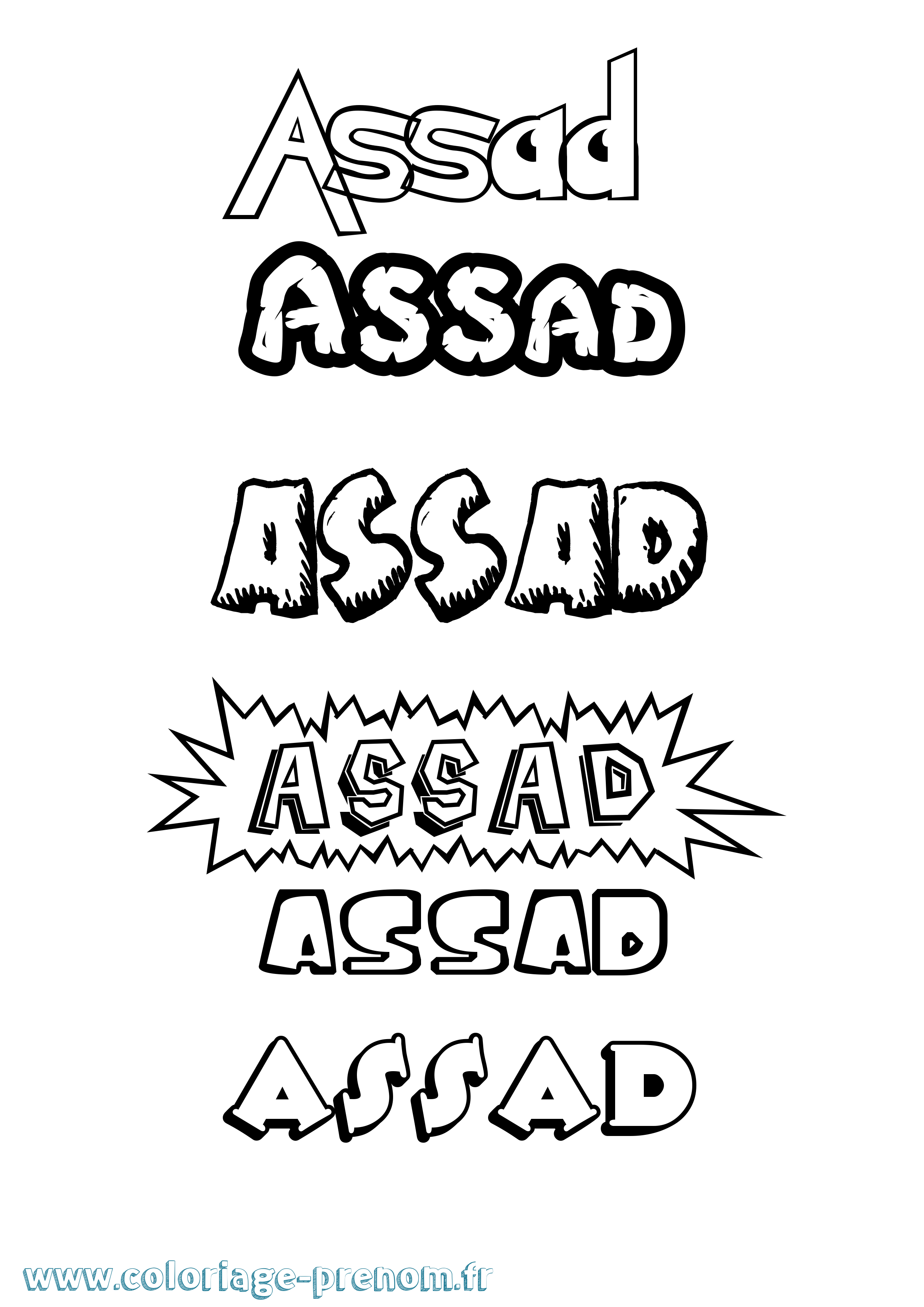 Coloriage prénom Assad Dessin Animé