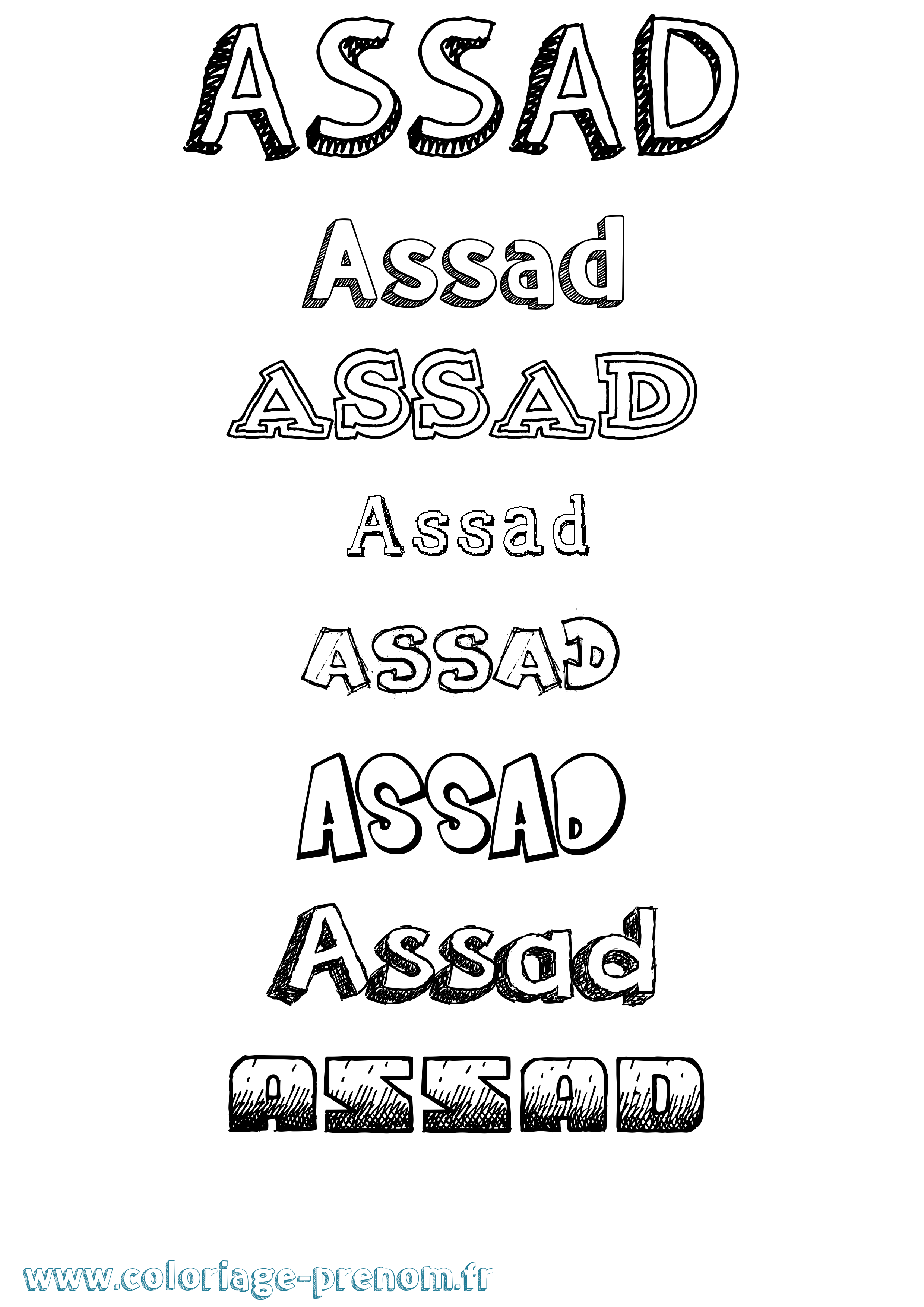 Coloriage prénom Assad Dessiné