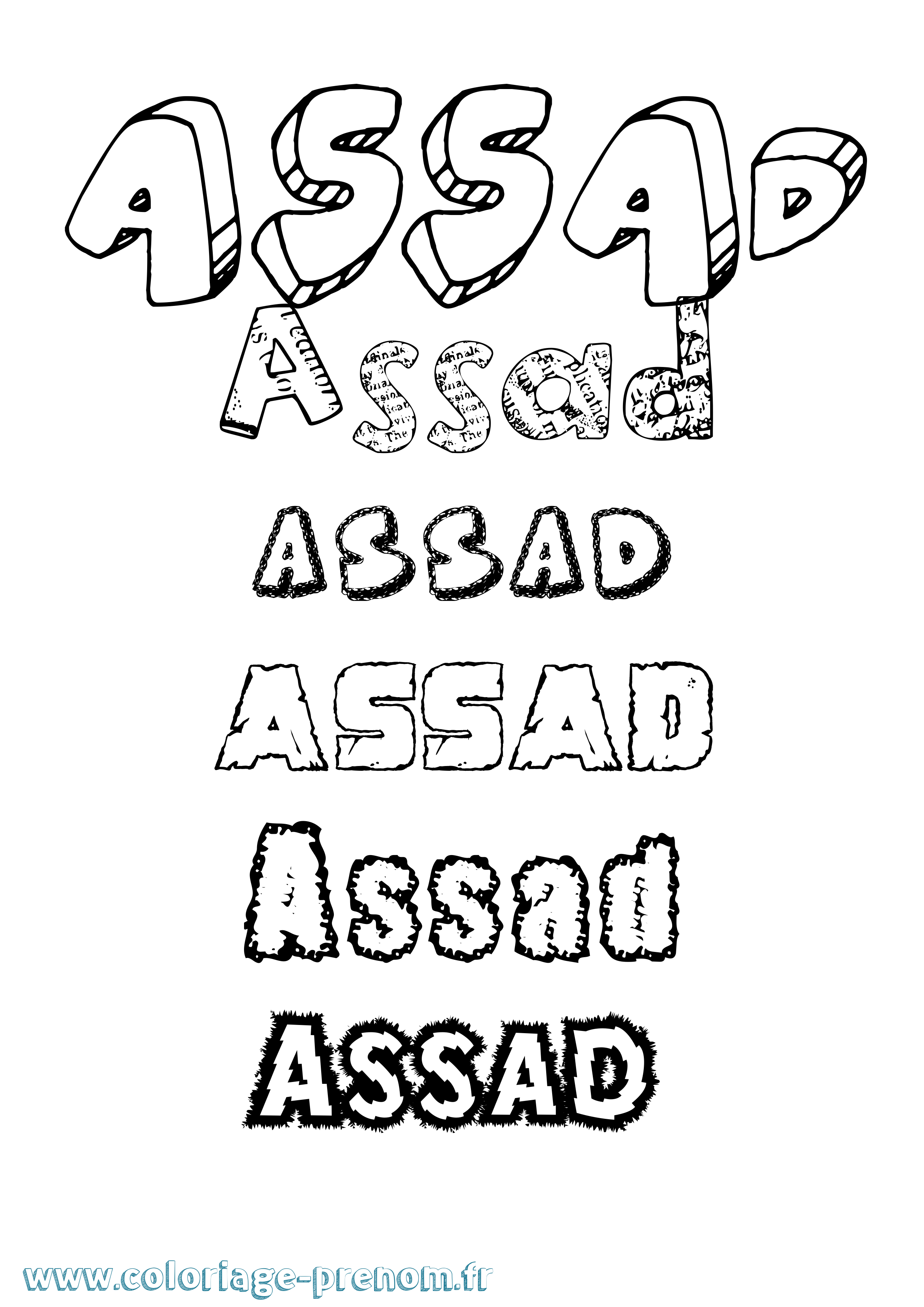 Coloriage prénom Assad Destructuré