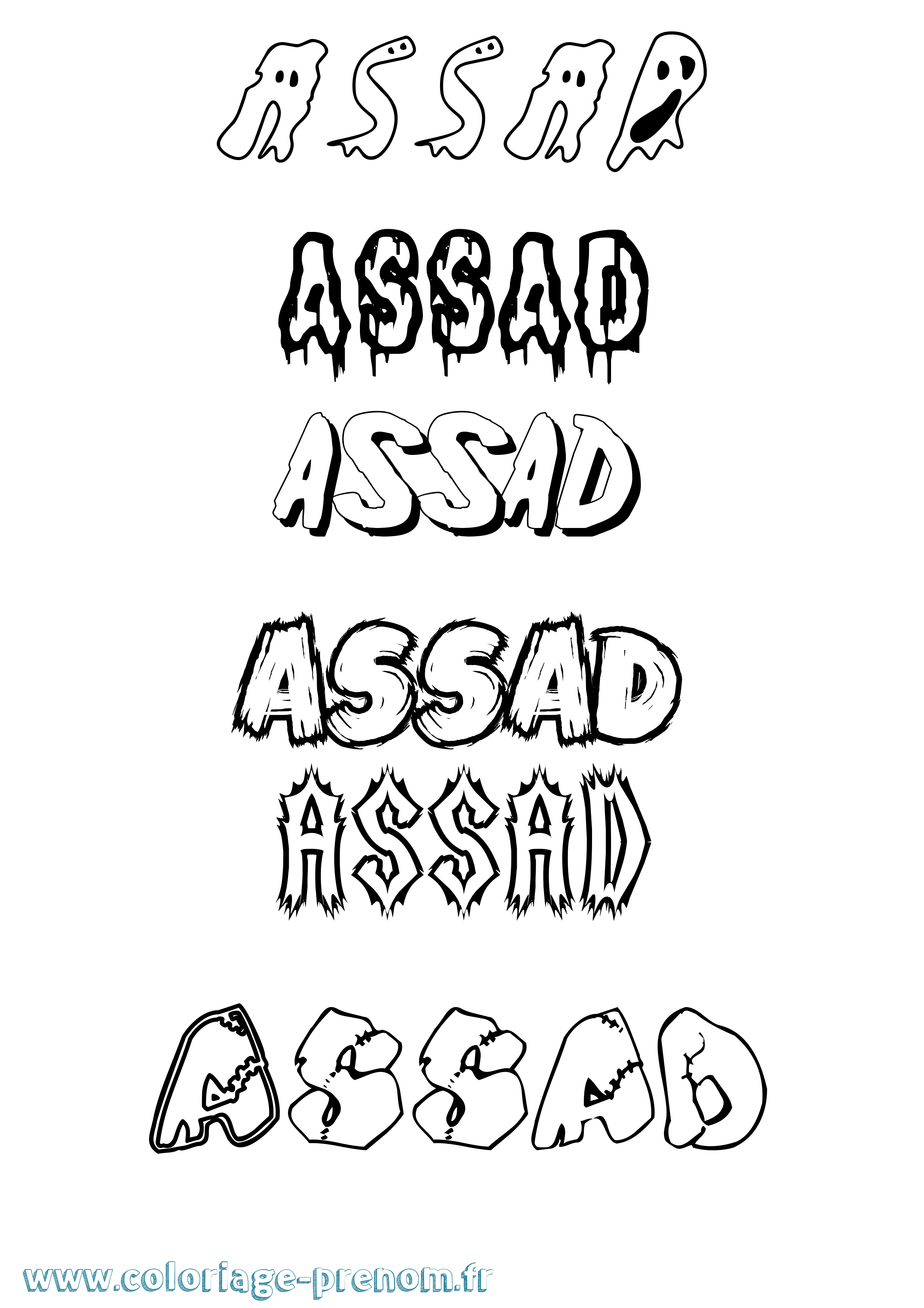 Coloriage prénom Assad Frisson