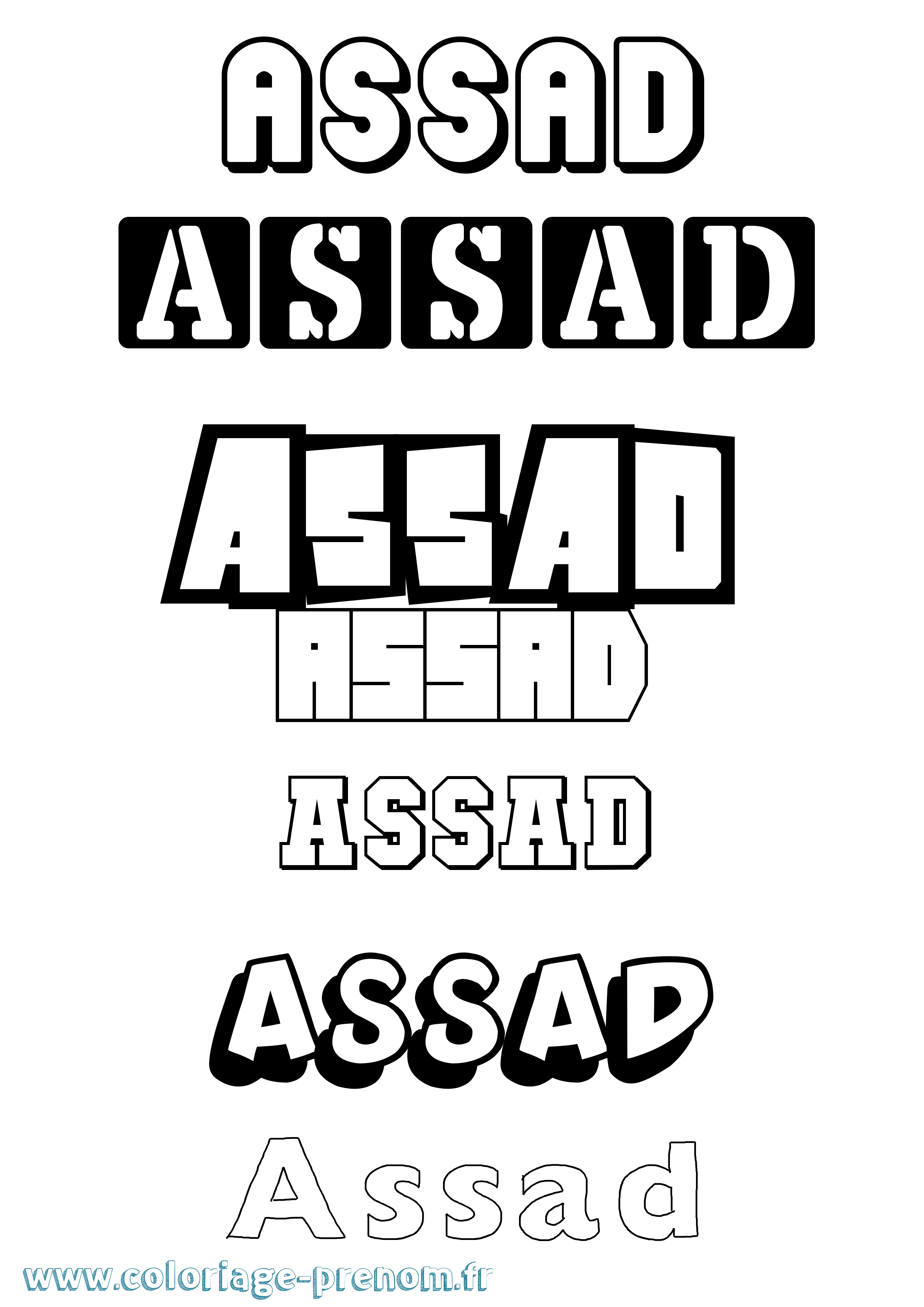 Coloriage prénom Assad Simple