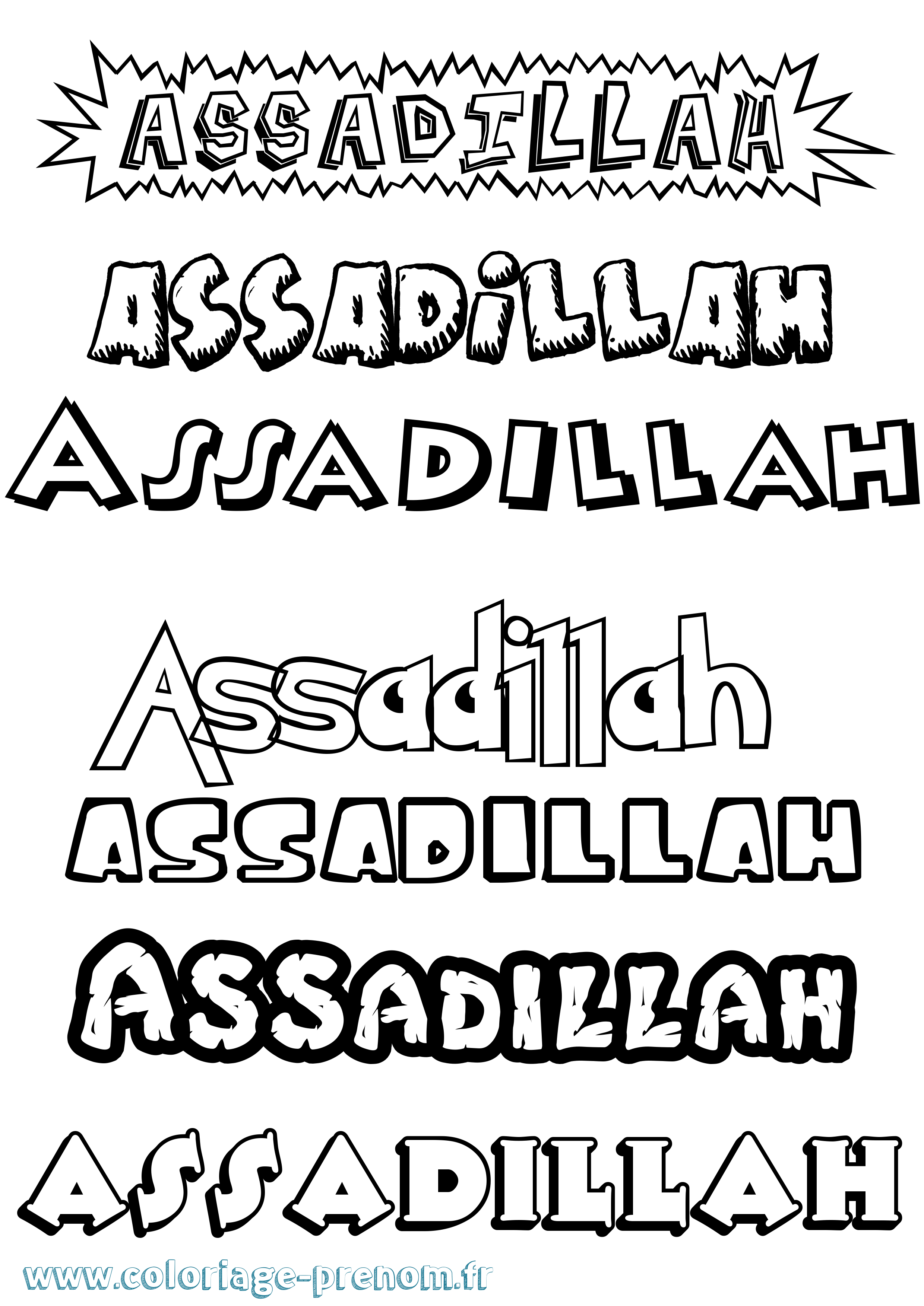 Coloriage Assadillah Dessin Animé Coloriage prénom Assadillah Dessin Animé