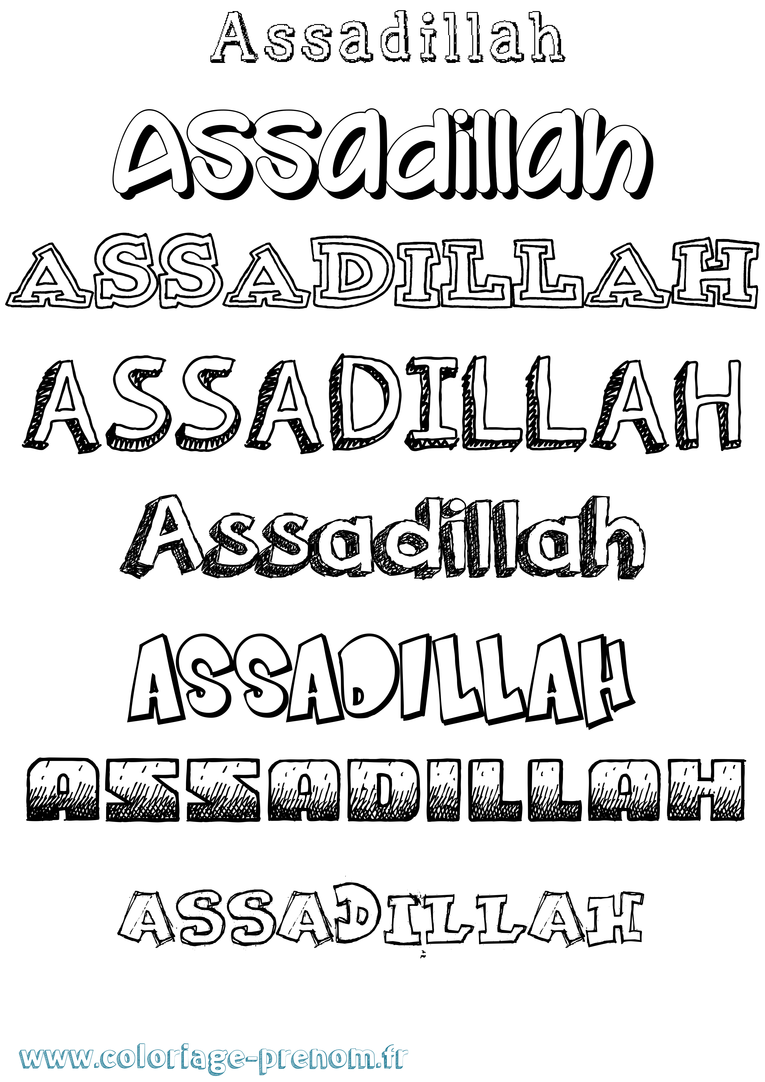 Coloriage prénom Assadillah Dessiné