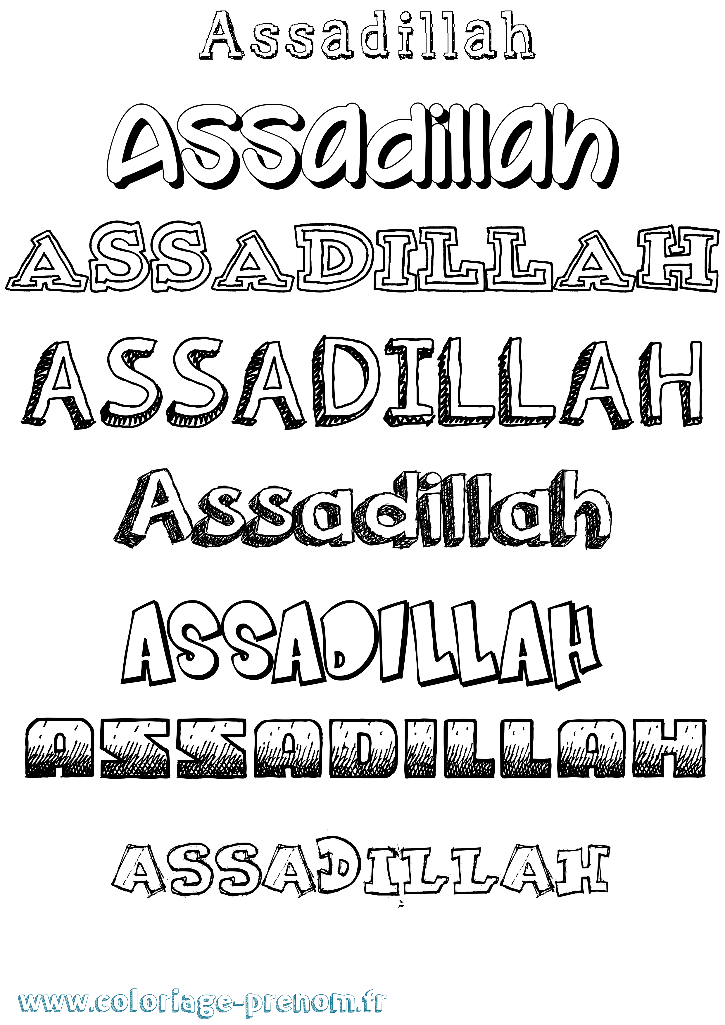 Coloriage Assadillah Dessiné Coloriage prénom Assadillah Dessiné
