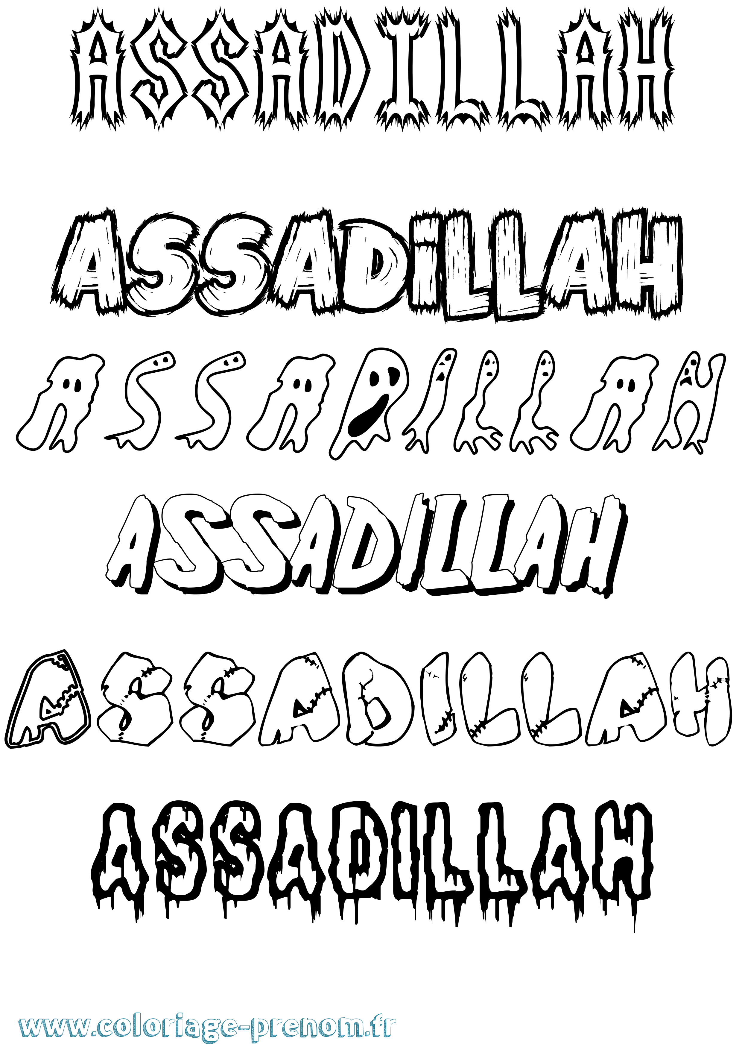 Coloriage Assadillah Frisson Coloriage prénom Assadillah Frisson