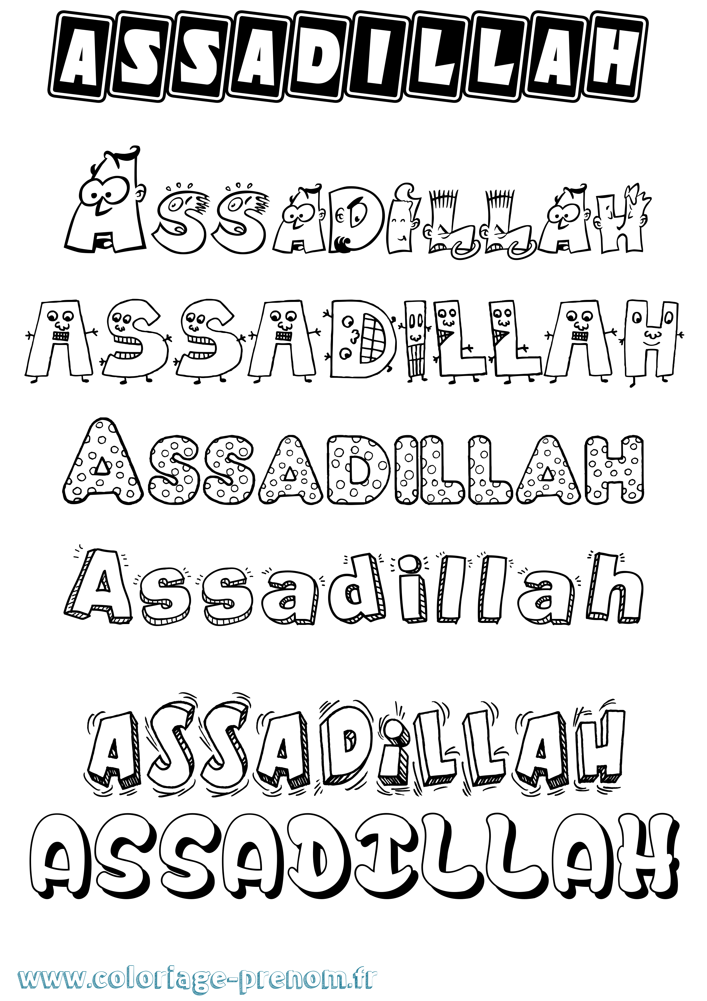 Coloriage prénom Assadillah Fun