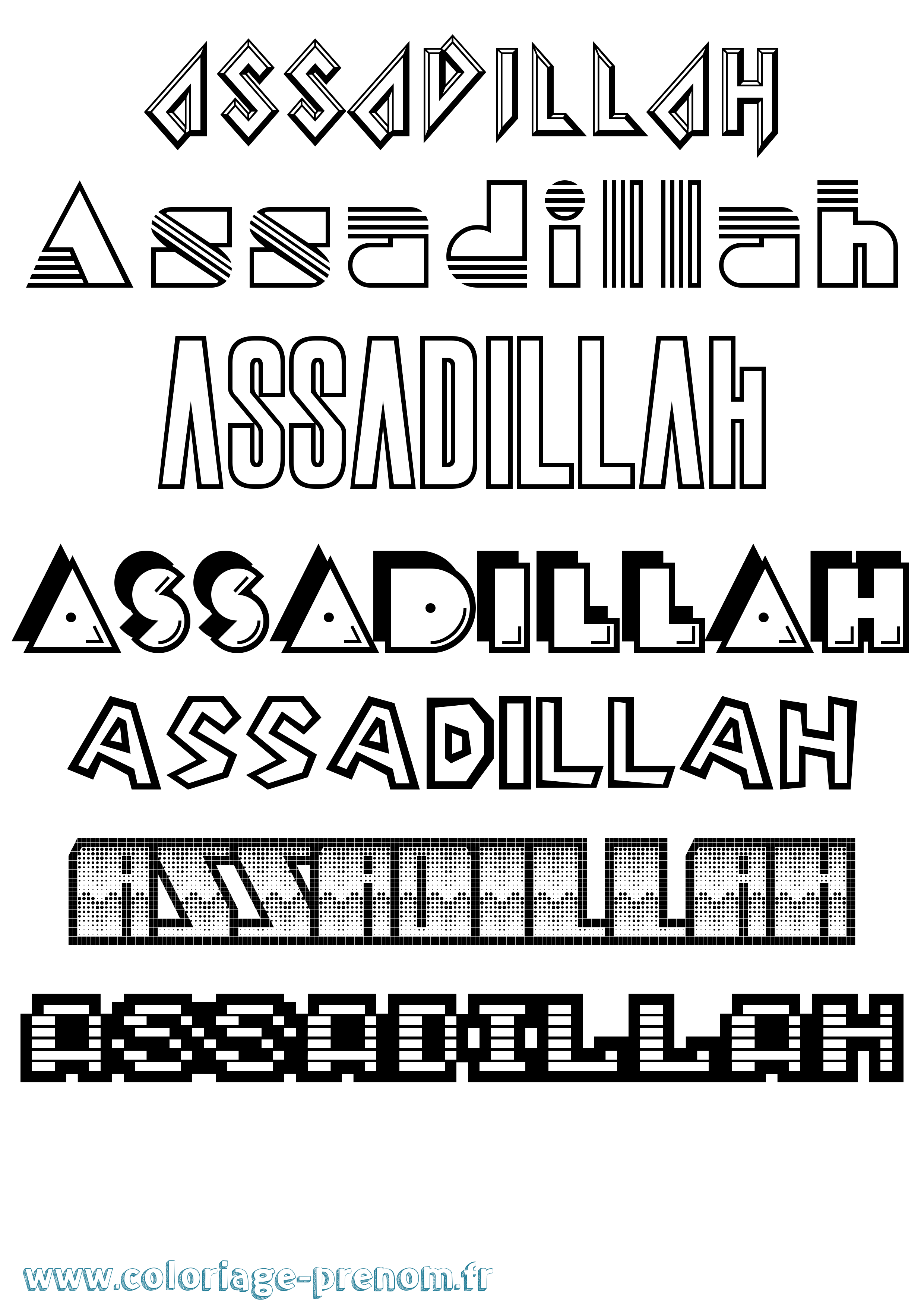 Coloriage Assadillah Jeux Vidéos Coloriage prénom Assadillah Jeux Vidéos